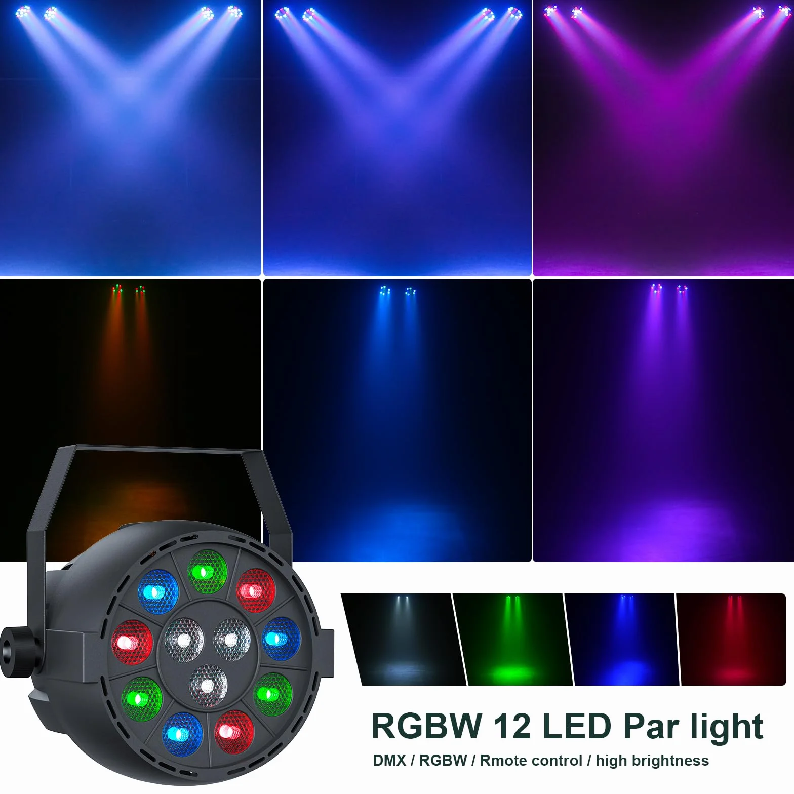 60W DJ-Lichtset Bühnenlicht mit Ständer und Fernbedienung, Derby RGBW DMX LED Par Scheinwerfer mit Stroboskopeffekt Discolicht für DJ, KTV, Kirchen, Konzerte, Hochzeiten, Halloween