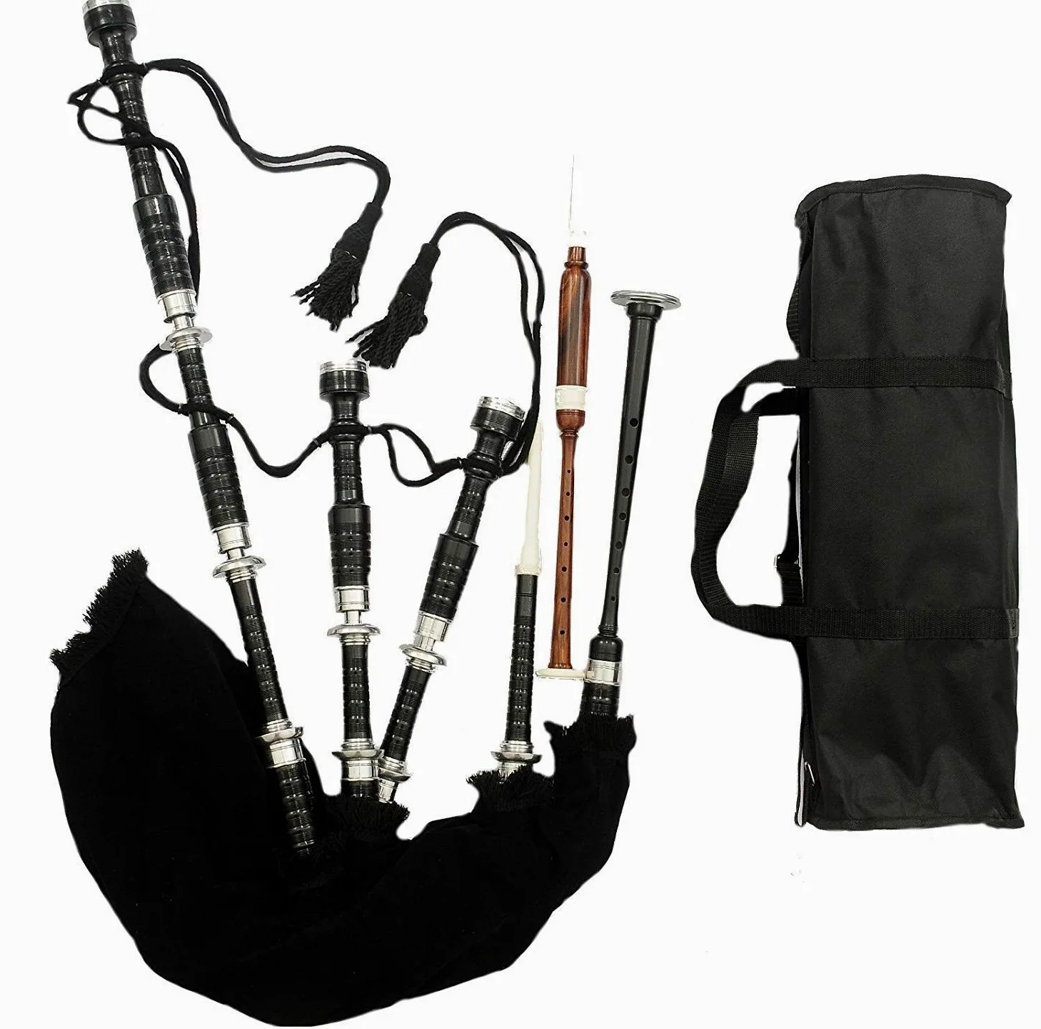 Great Highland Bagpipes Palisander Silber Mengen/Schottische Dudelsäcke Hartschale