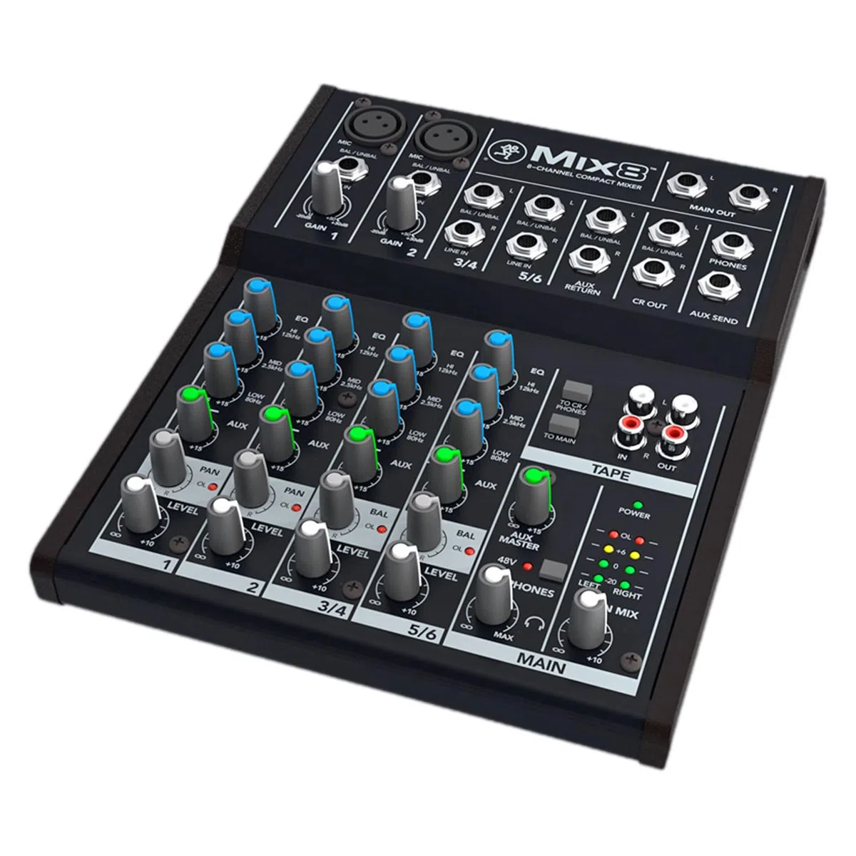 Mackie Mix8 8-Kanal Analog-Mixer Mischpult mit Kopfhörer
