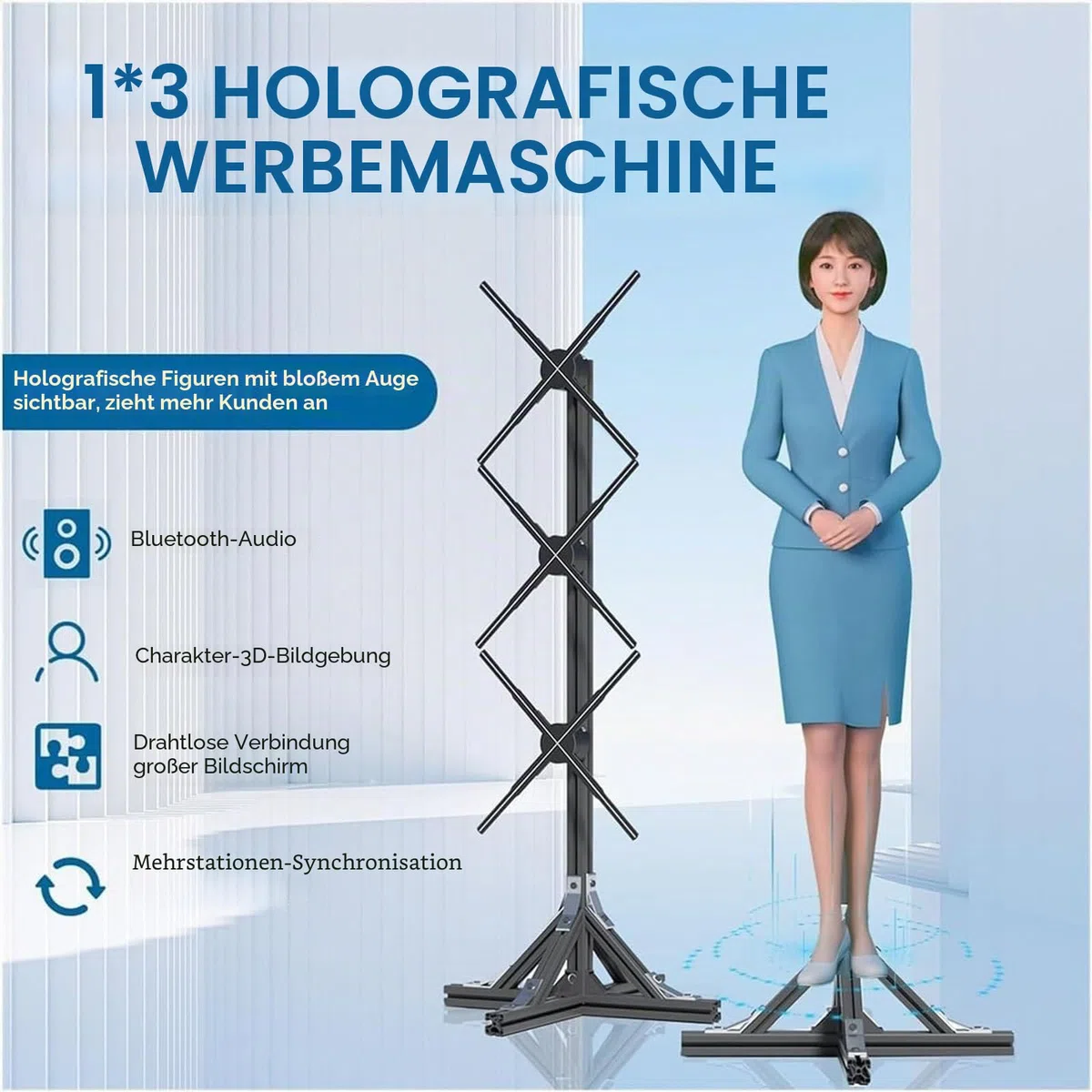 3D-Hologramm-Display für dynamische Werbung, Großbildprojektion für Geschäfte, Bars, Partys