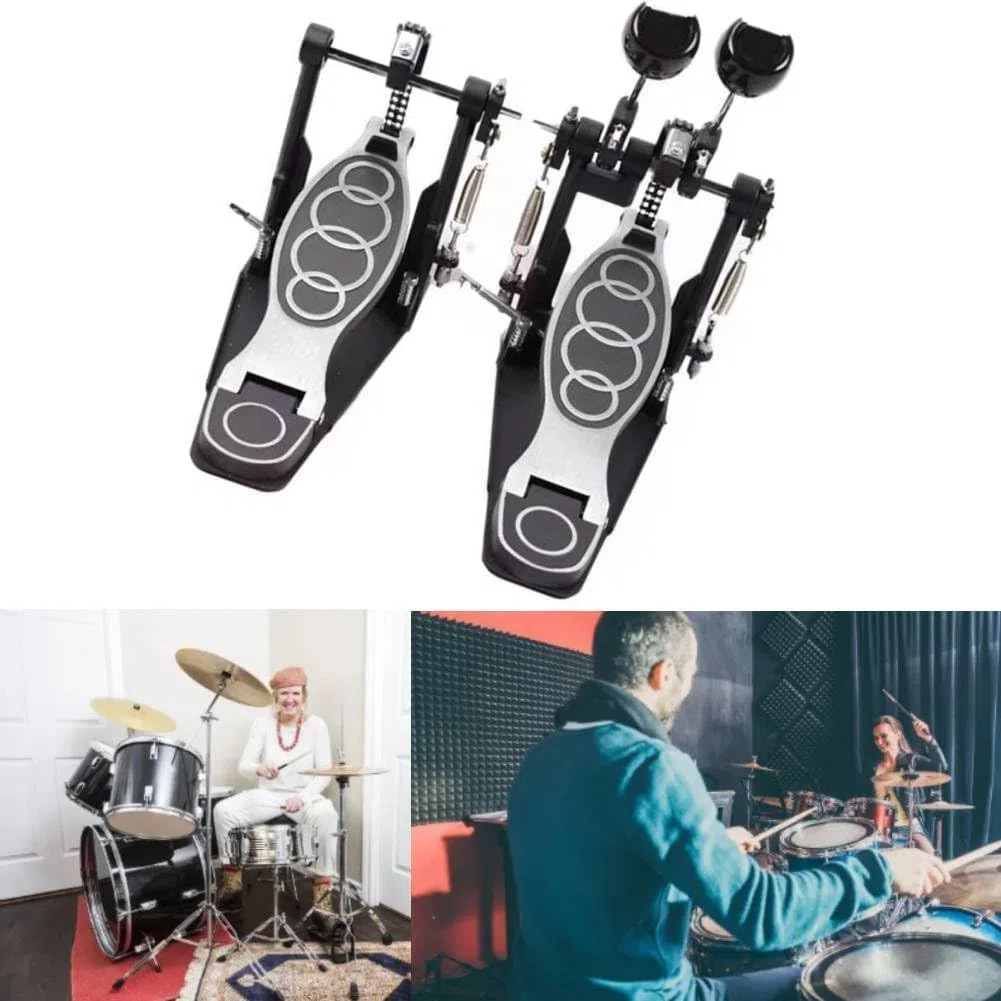 Fußmaschine, Doppelpedal Drum Pedal, Bass Kick Drum Pedal, Doppeltrommelpedal Langable stabile Leistung für Schlagzeuger Zinkaluminium