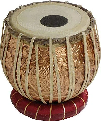PINK-LOTUS Indisches handgefertigtes Designer-Tabla-Set aus Kupfer – 3 kg Kupfer Bayan – Sheesham Dayan