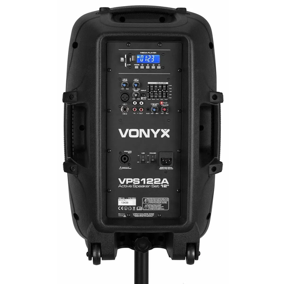 Vonyx VPS122A Aktives Lautsprecher-Set 800 W 12" (30 cm) USB/SD-Port MP3 BT