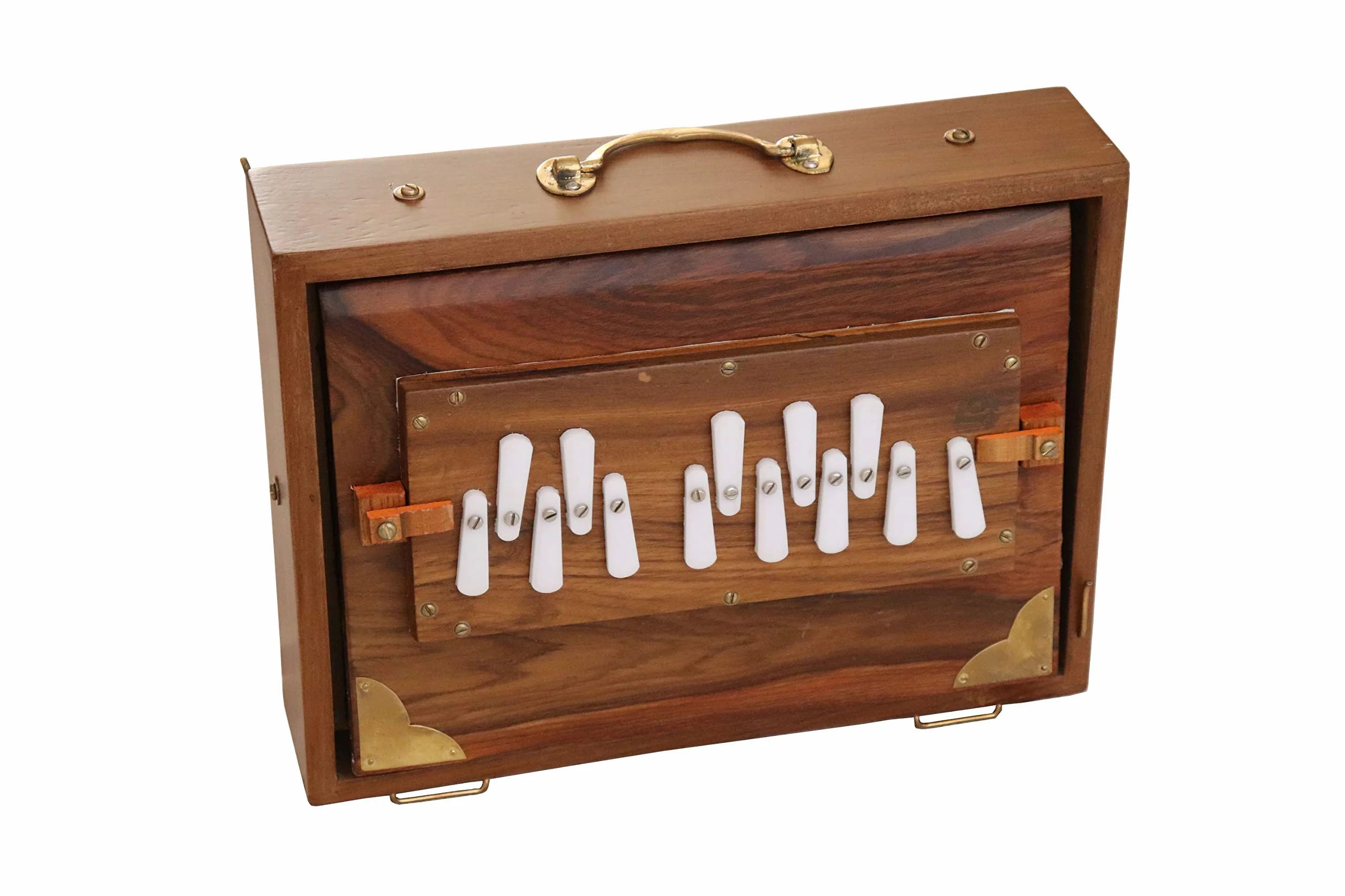 Shruti Box Raga, professionelles Modell, aus Teak-Holz, C-Tonleiter (c3 bis c4), 30 x 22 x 8,5 cm, Gewicht 2 kg, gestimmt auf 440 Hz (432 Hz auf Anfrage).