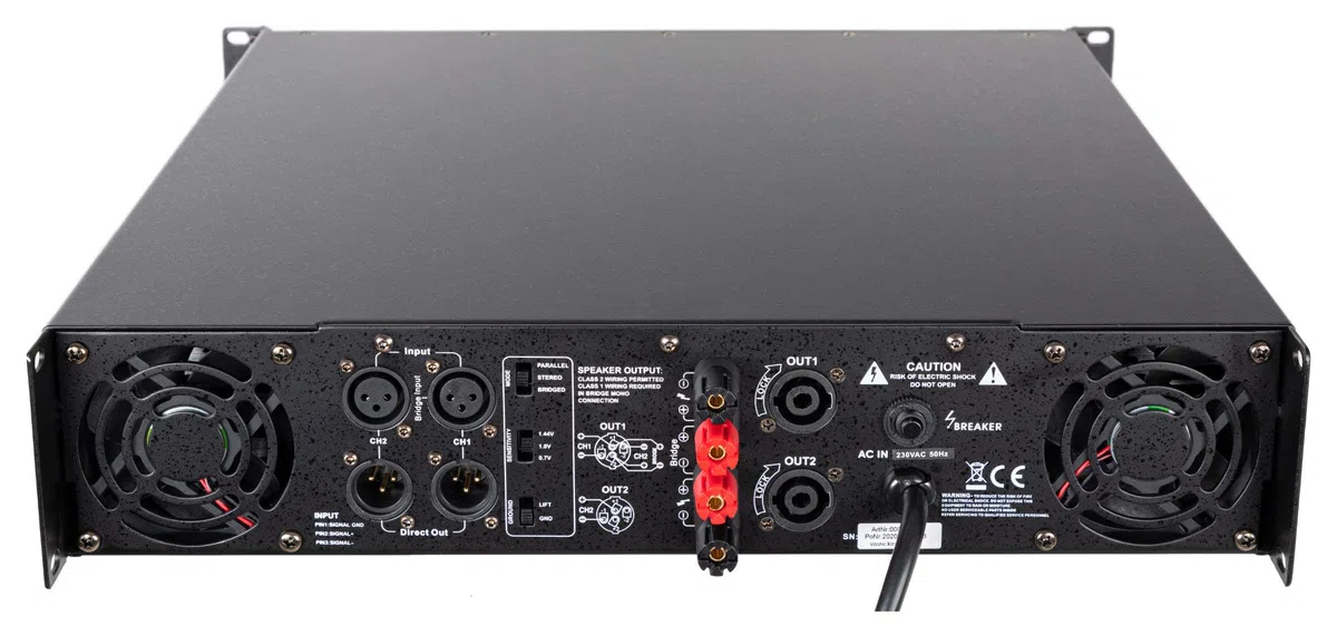 Pronomic XA-800 Endstufe - Stereo-Leistungsverstärker mit 2x 1900 Watt an 2 Ohm - Lüfter automatisch gesteuert - 2 x XLR Eingang 2 x XLR parallel Ausgang und Schutzschaltungen - Schaltungstype H