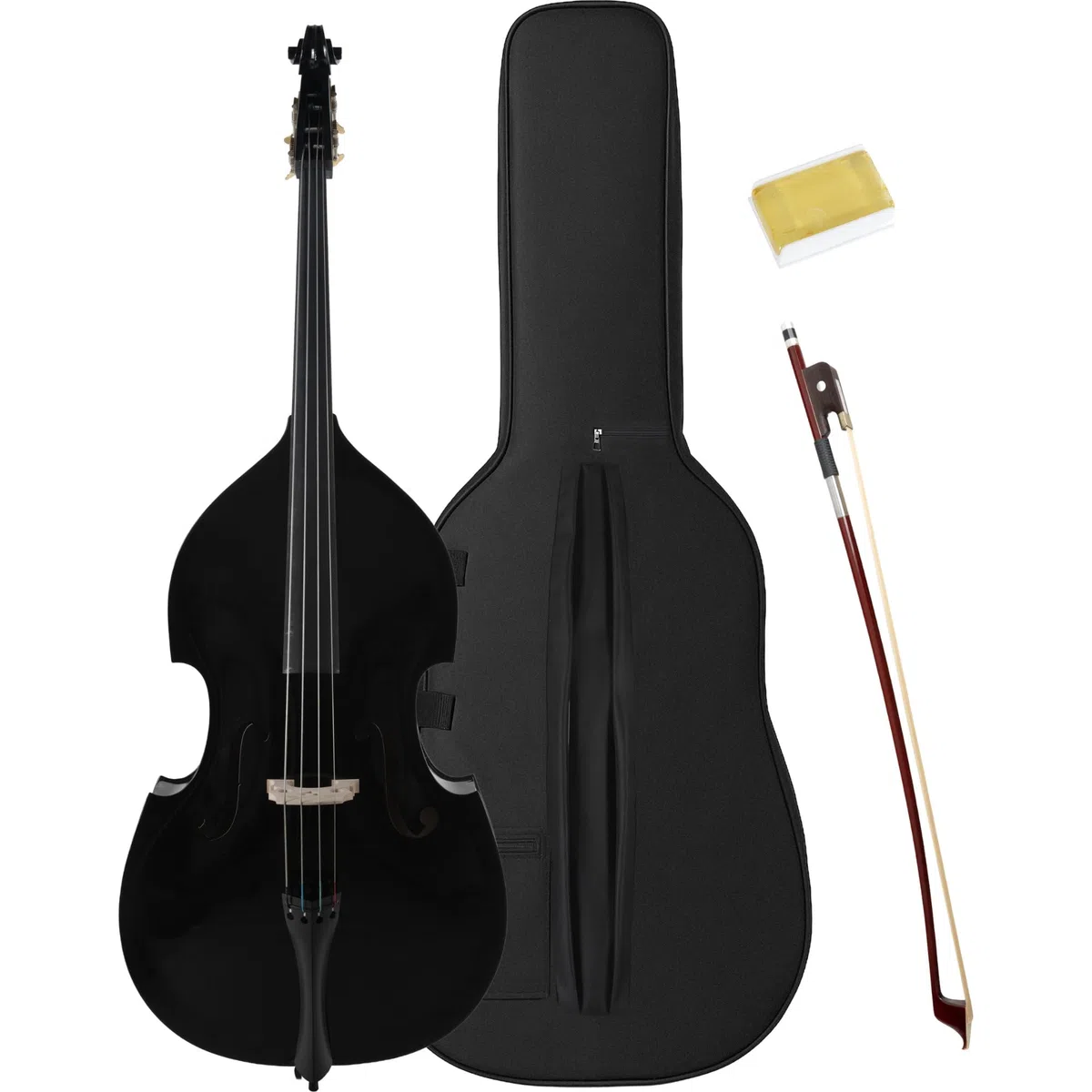 Classic Cantabile DBP-120BK 3/4 Kontrabass Set – Gesperrte Fichtendecke, Boden & Zargen aus gesperrtem Ahorn, Palisanderbogen & Griffbrett - höhenverstellbarer Stachel - Inkl. Tasche & Kolofonium
