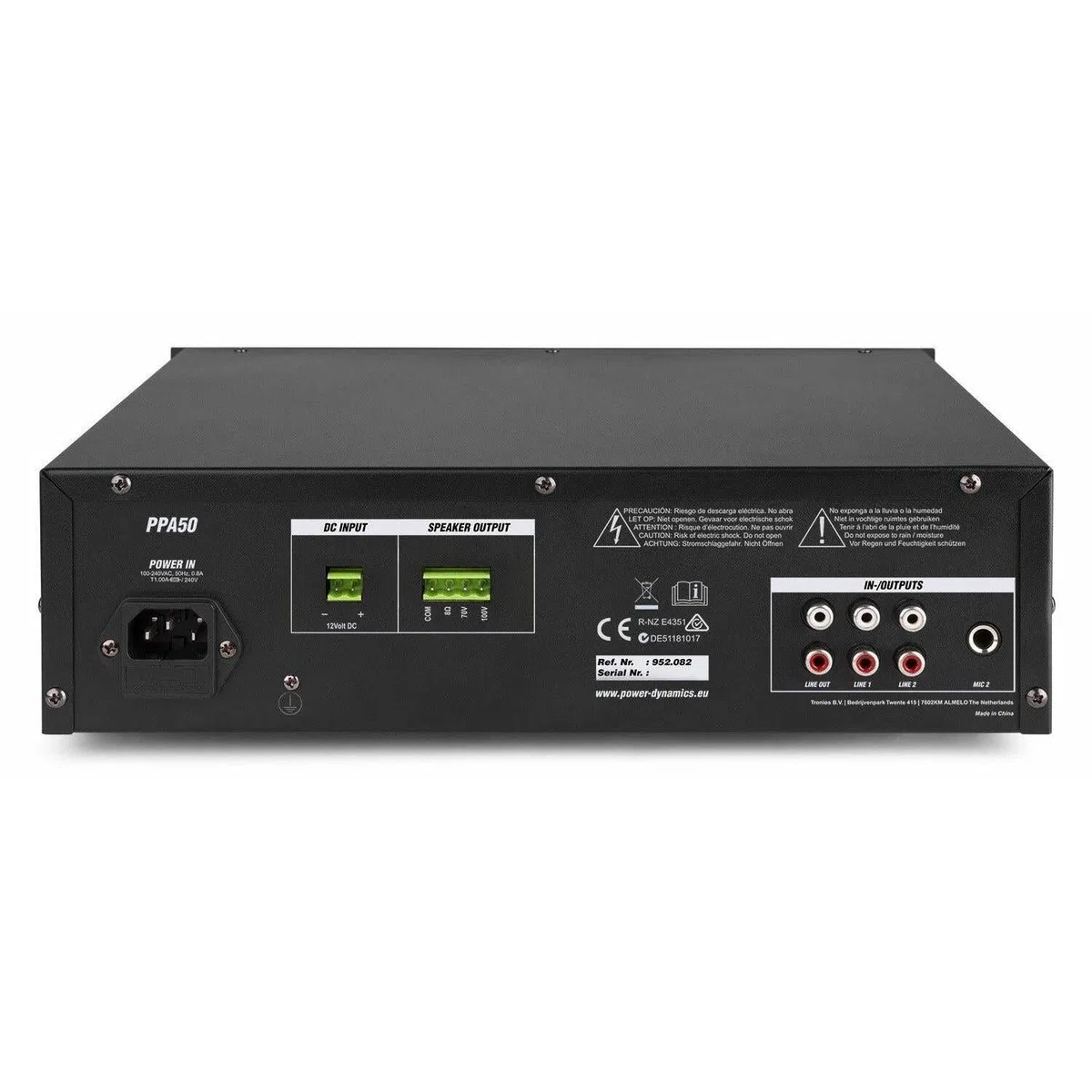 Power Dynamics PPA50-100 Volt Verstärker mit Bluetooth, USB, SD, MP3-Player, max 50 Watt, 100V Verstärker, 1 Zone, Bluetooth Verstärker für kleine Soundinstallationen, Beschallungsverstärker