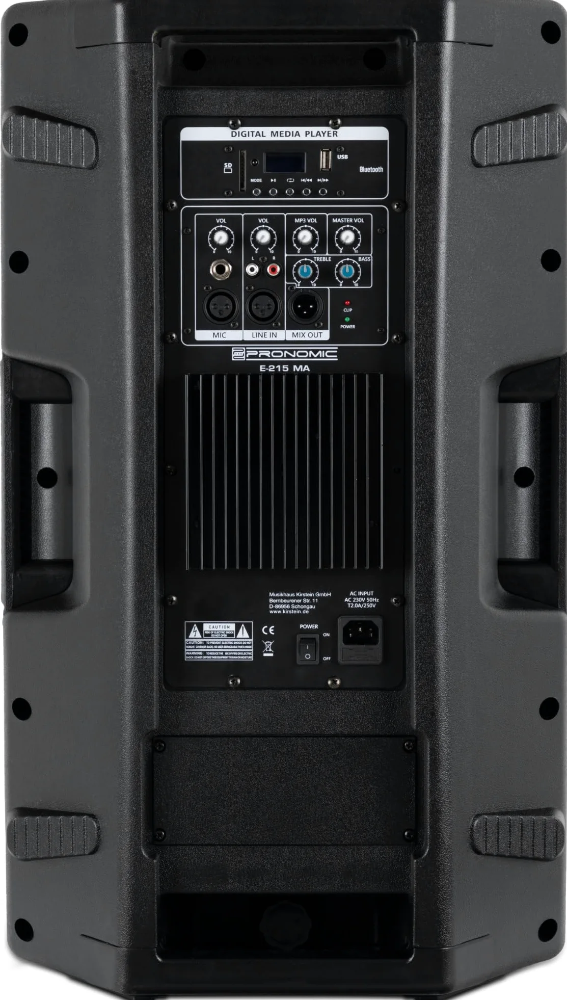 Pronomic E-212 MA Stative Set - 2 aktive 2-Wege Boxen - Leistung: 2X 120 Watt (RMS) - 12" Woofer + 1,0" Kompressions-Treiber - Bluetooth - MP3-Player mit USB/SD - Monitorschräge - inkl. Stative