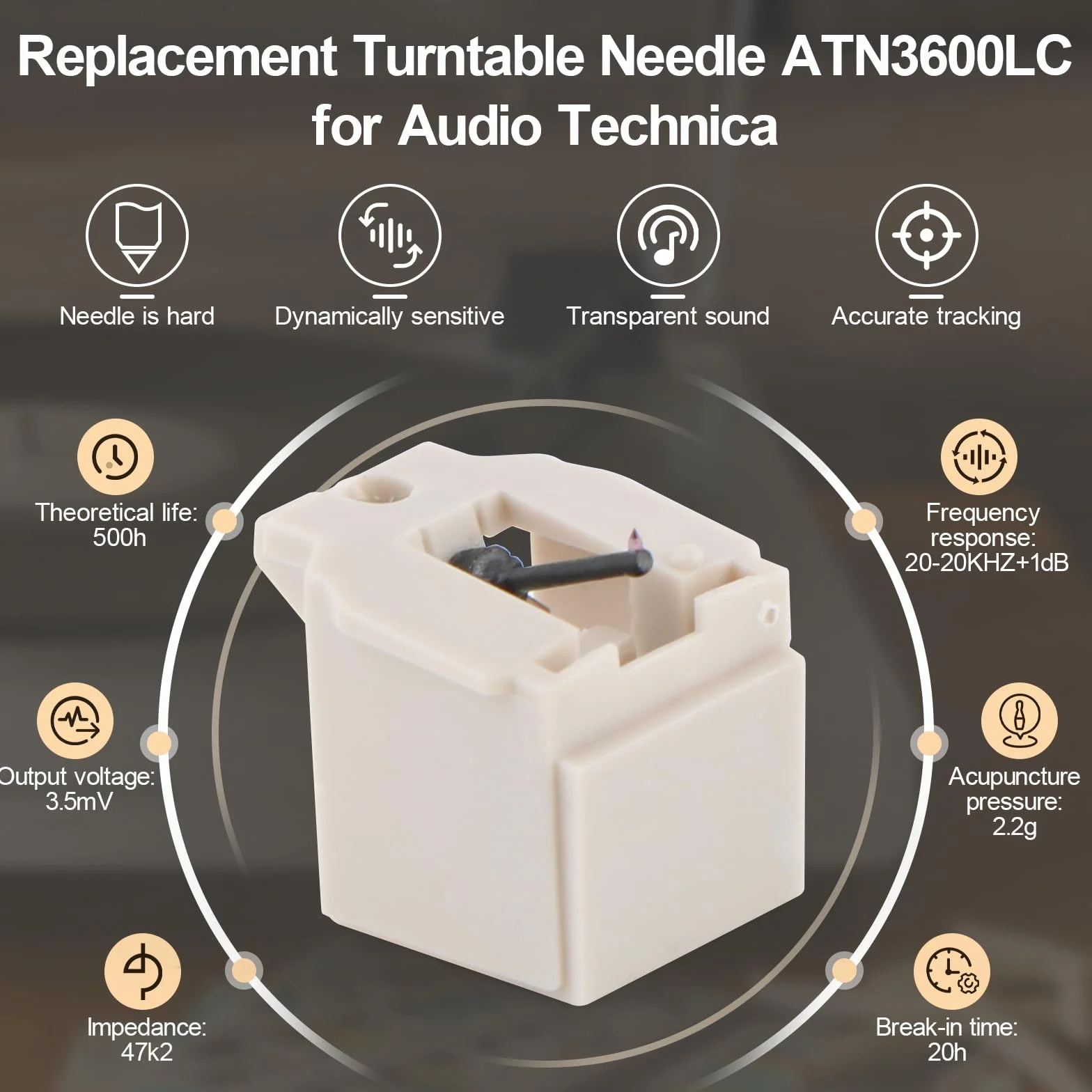 2 Stück Ersatznadel für Audio -Technica ATN3600LC Nadel Erast für Audio -Technica Plattenspieler Ersatznadel mit Reinigungsbürste