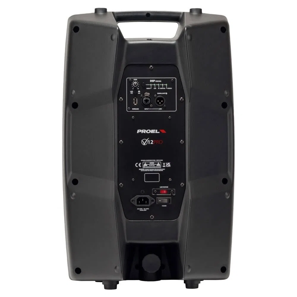 PROEL V12 PRO Aktiver 2-Wege-Audio-Lautsprecher 600 W Peak mit DSP-Querschnitt für hochwertigen Sound, Schwarz