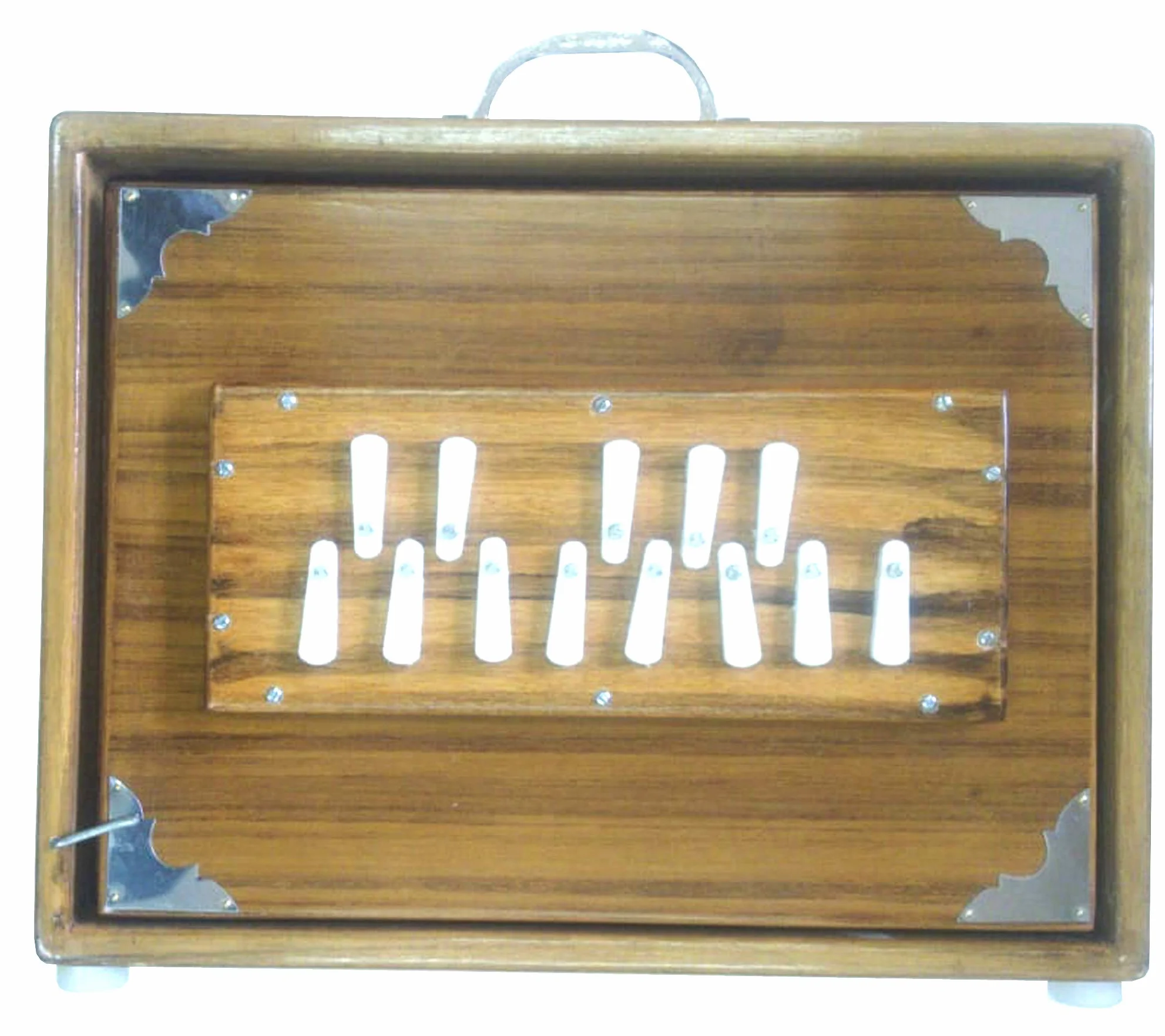 Shrutibox „Calcutta“ - PREMIUM - SMALL Size, langer Klang-Atem, C-C 13 Stops, 440Hz, Teak Holz, Yoga, Mantra, Shruti Box