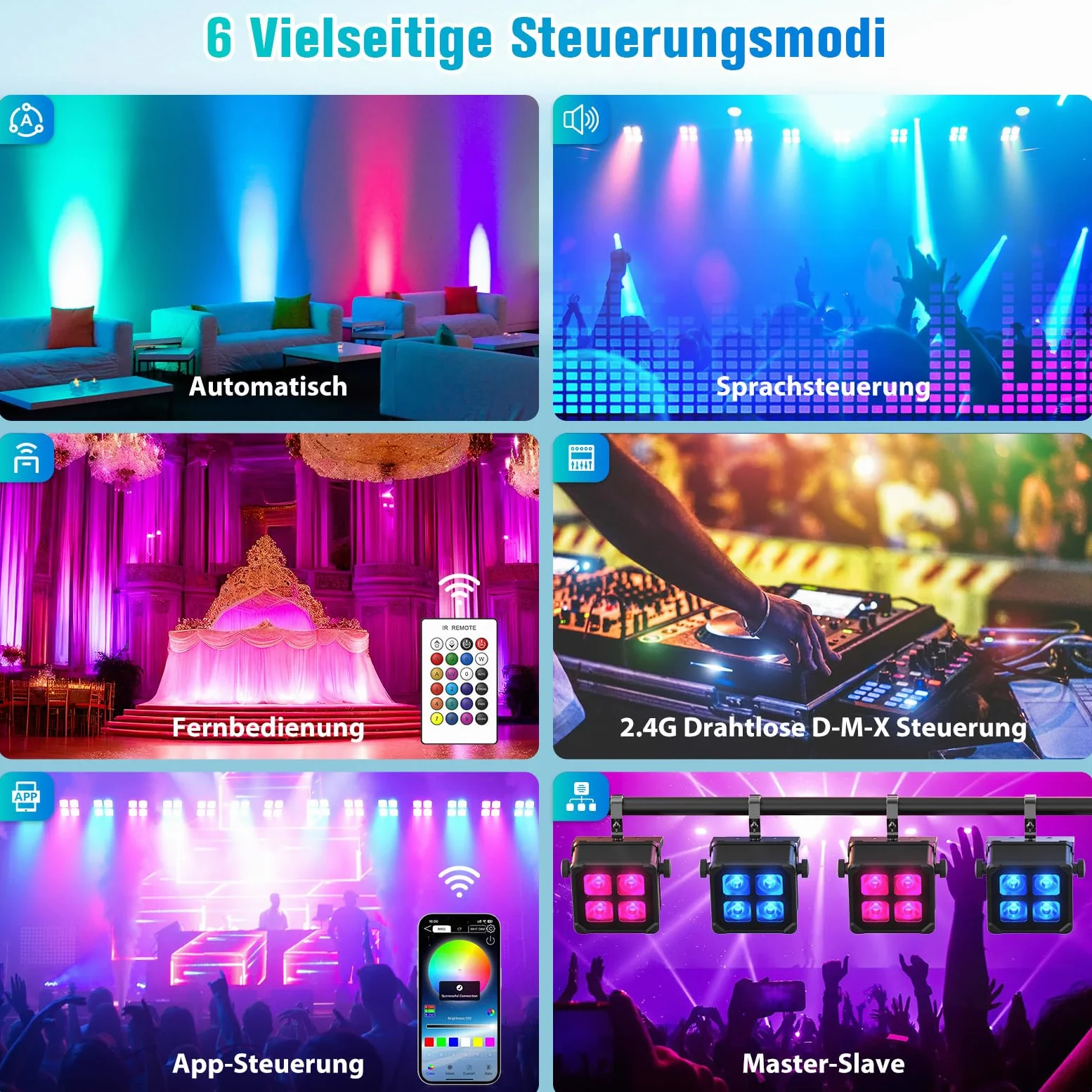 40W IP65 LED Par Strahler Akku, RGBWA UV Wasserdicht Bühnenlicht Outdoor Partylicht Wiederaufladbare mit Fernbedienung und APP Kontrolle für Regentage Hochzeit Bar Show Disco