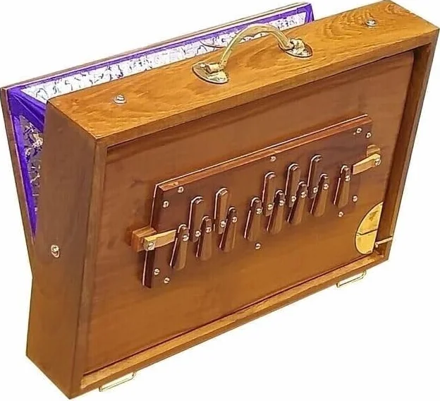 Shruti Box Musikinstrument, Teakholz Swar Peti, Shruti Box für Yoga, Gesang (440 Hz, Größe: 38,1 x 25,4 x 7,6 cm)