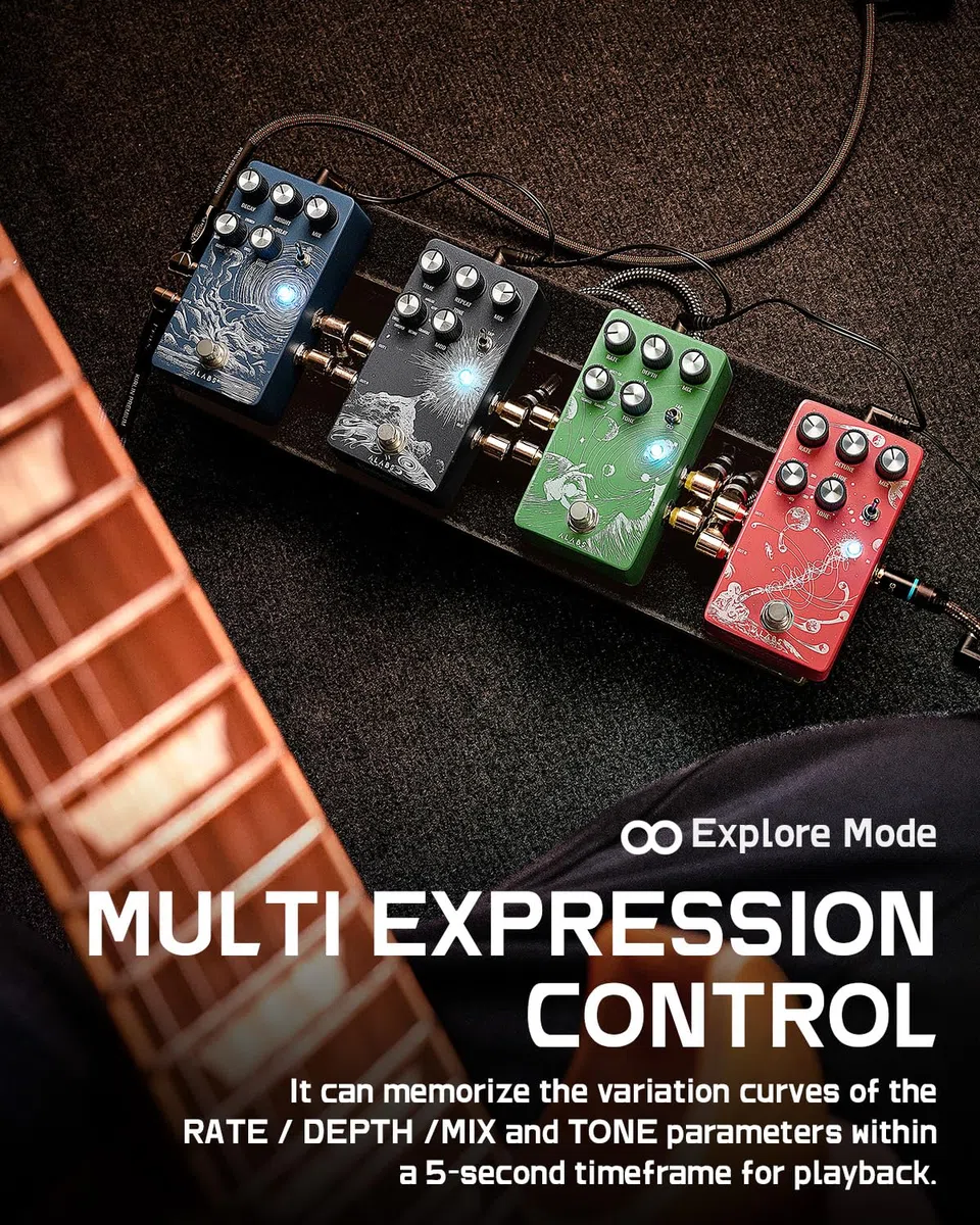 ALABS NOVADRIFT Modulation Pedals Für E Guitar, Gitarren Pedal mit 9 Stereo Mod Effects, Effektgerät - Analog Dry Through,Tap Tempo,True Bypass,Multi-Expression Control
