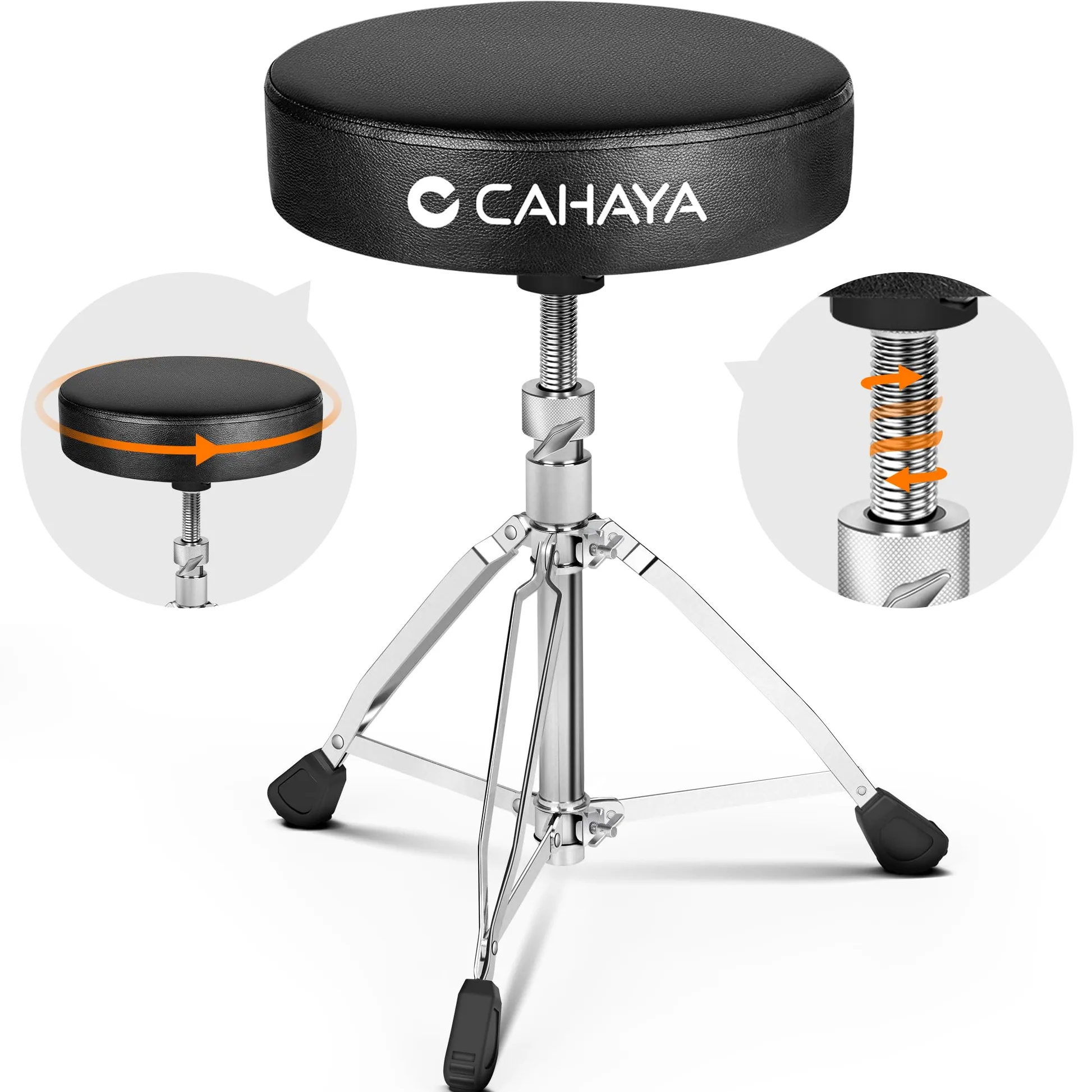 CAHAYA Verstärkt Vergrößert Schlagzeughocker: 8cm Extra Dick Gepolsterter Drum Hocker 35cm Erweitern Durchmesser -Höhenverstellbar von 48-64cm Trommelhocker Tragfähigkeit bis zu 200kg