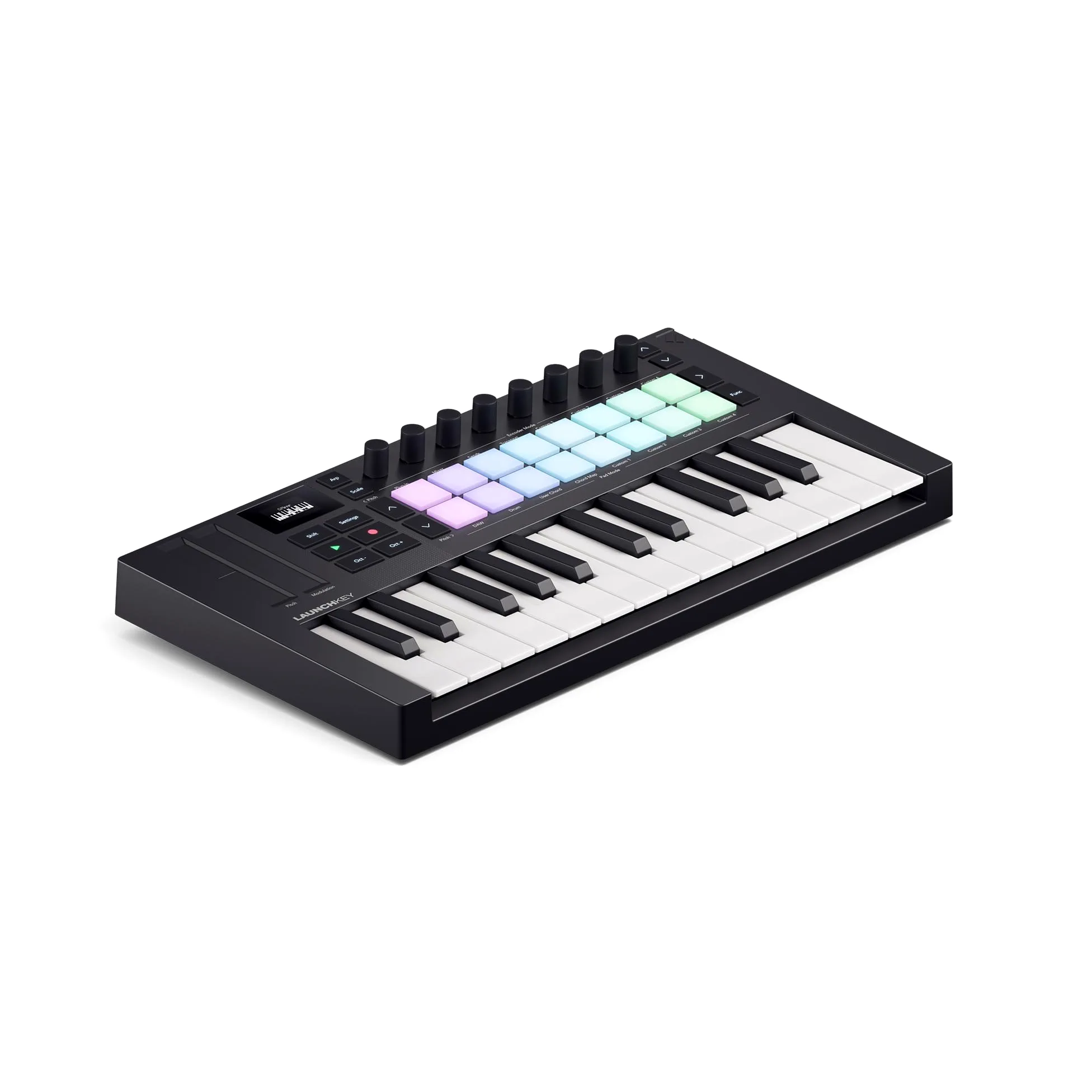 Novation Launchkey Mini 25 [MK4] – Tragbares USB/MIDI-Controller-Keyboard mit 25 Minitasten und DAW-Integration. Akkord- und Skalenmodi, Drum-Pads und Arpeggiator. Inkl. Music Creation Software-Bundle