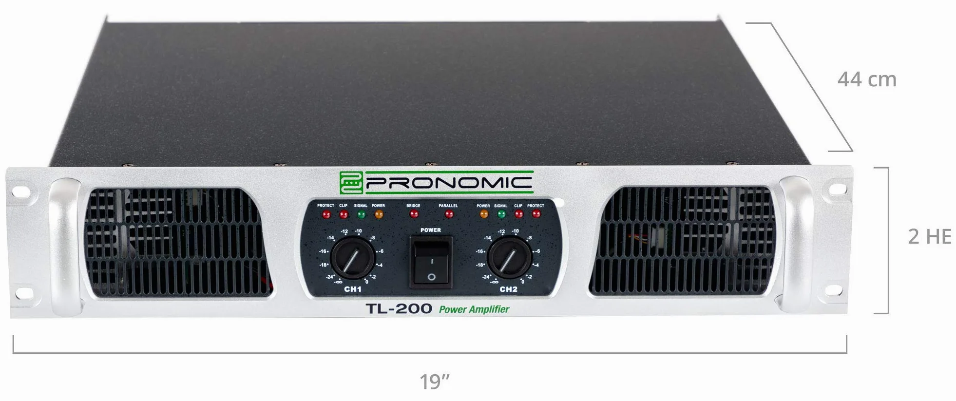 Pronomic TL-200 Endstufe - Stereo-Leistungsverstärker mit 2x 500 Watt an 2 Ohm - Lüfter Temperaturgeregelt - Parallel, Stereo und Bridge Mode mit Schutzschaltungen - Ausgangs Schaltungstype Class AB