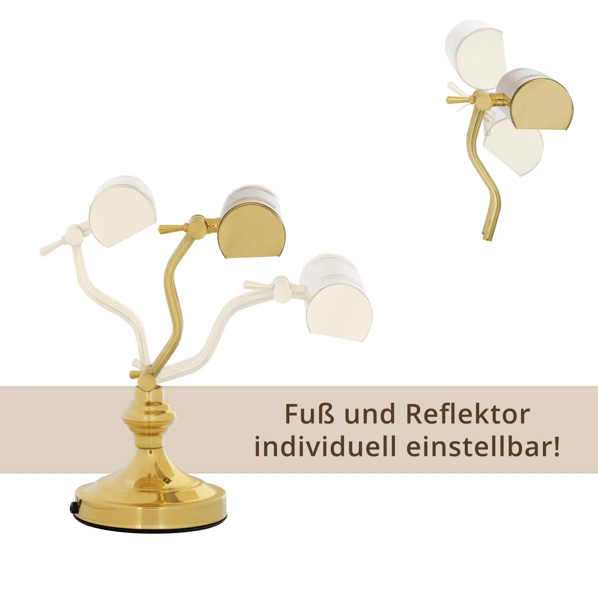 Classic Cantabile L3-A Messing Klavierleuchte Retro Pianoleuchte Vintage Schreibtischlampe 180 cm Kabel Leselampe