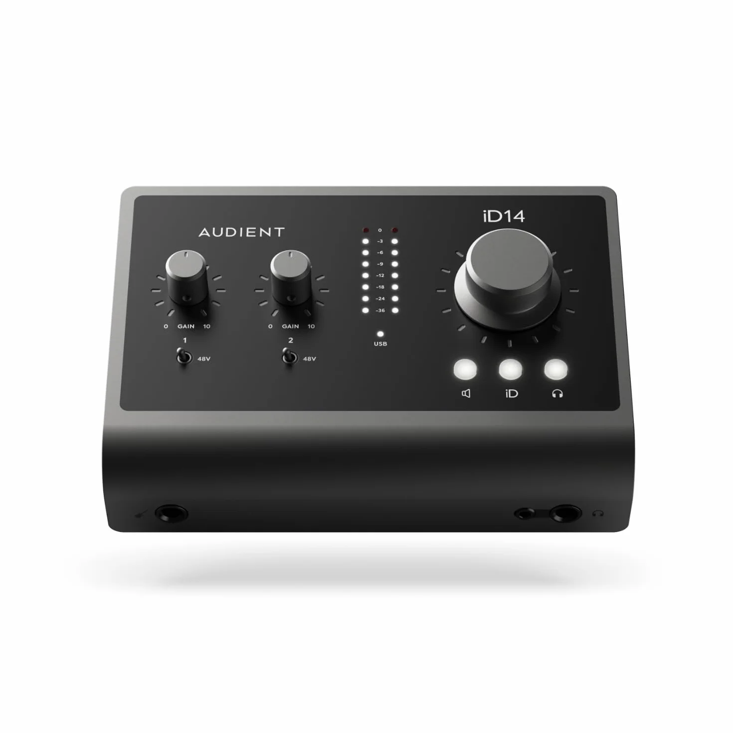 Audient Audiointerface iD14 MKII, 2 Class-A Mikrofonvorverstärkern (High Performance USB-Audiointerface, USB-C Anschluss, Monitor Mix und Monitor Panning Funktion, 2 Kopfhörerausgänge), iD MKII