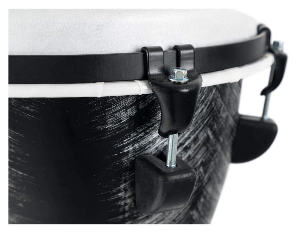 XDrum Djembe 10" Silver Brush Bag Set (aus PVC gefertigt, 6 Stimmschrauben, Kunststoff-Fell mit Natur-Optik, Höhe: 50cm, im Set inkl. passender Rucksacktasche für Transport und Aufbewahrung)