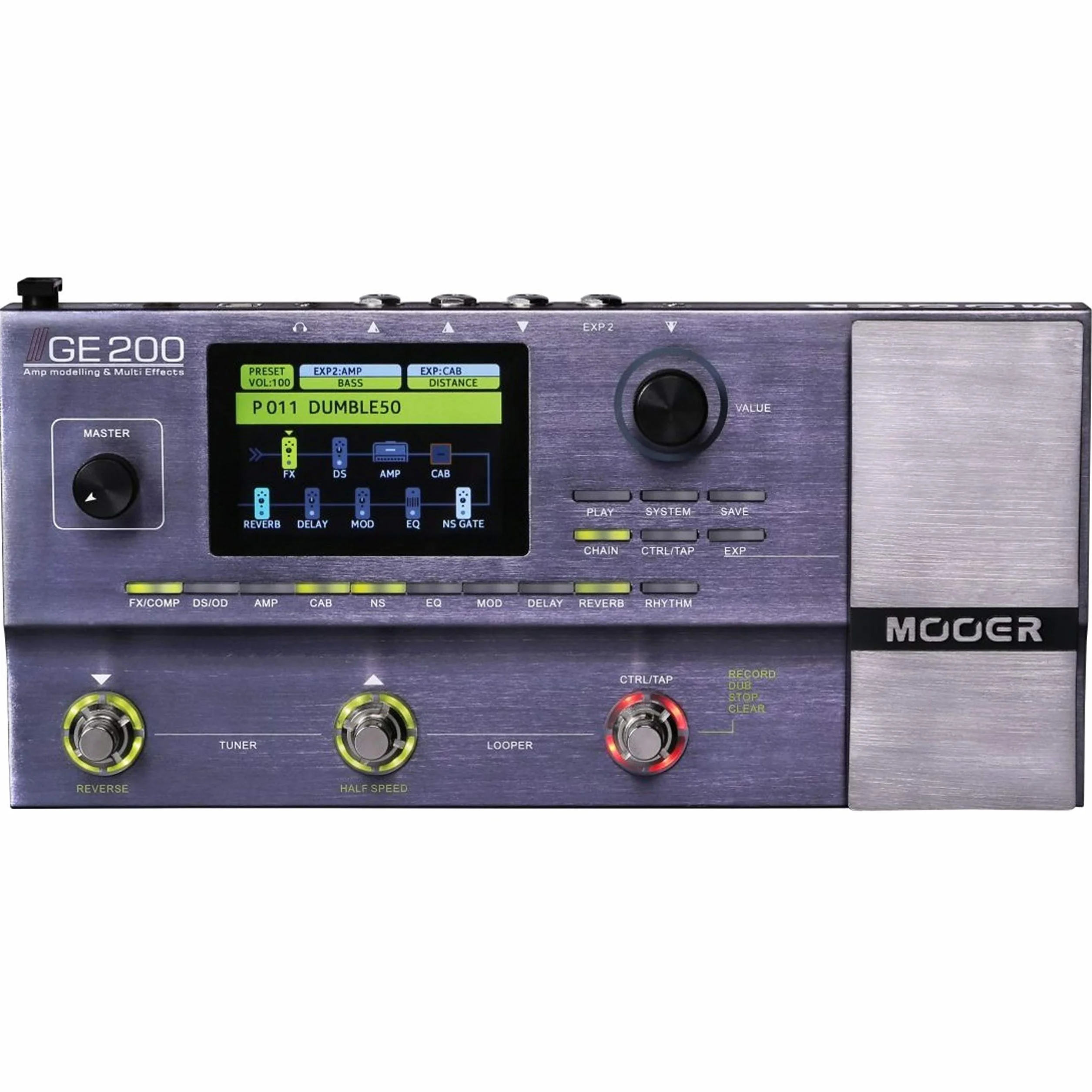 Mooer GE200 Multi-Effect Guitar Pedal, Grey