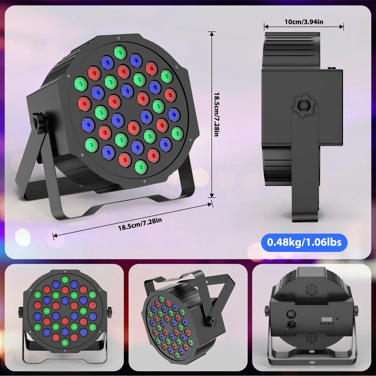 4PCS RGB LED Par Strahler, 72W Bühnenlicht mit Fernbedienung und DMX512, Discolicht Partylicht 9 Modi für Party Disco Bühne Hochzeit Weihnachten Event