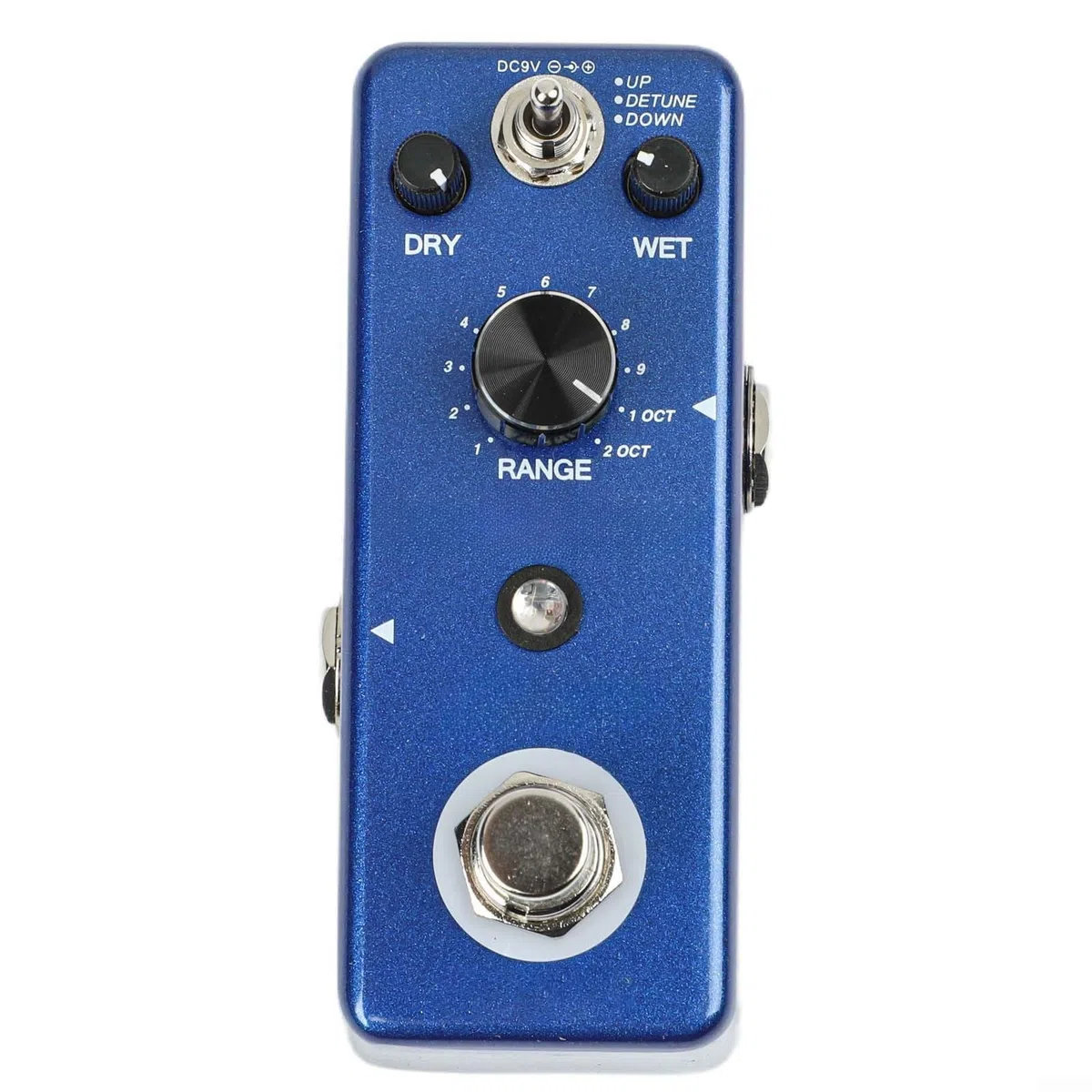 Rowin LEF-3807 Gitarren-Harmonizer-Pedal, digitaler Pitch-Shifter-Effekt mit Detune-Modus, polyphoner Stimmenchorus, True Bypass, Zinklegierung, Gehäuse für E-Gitarre, Blau