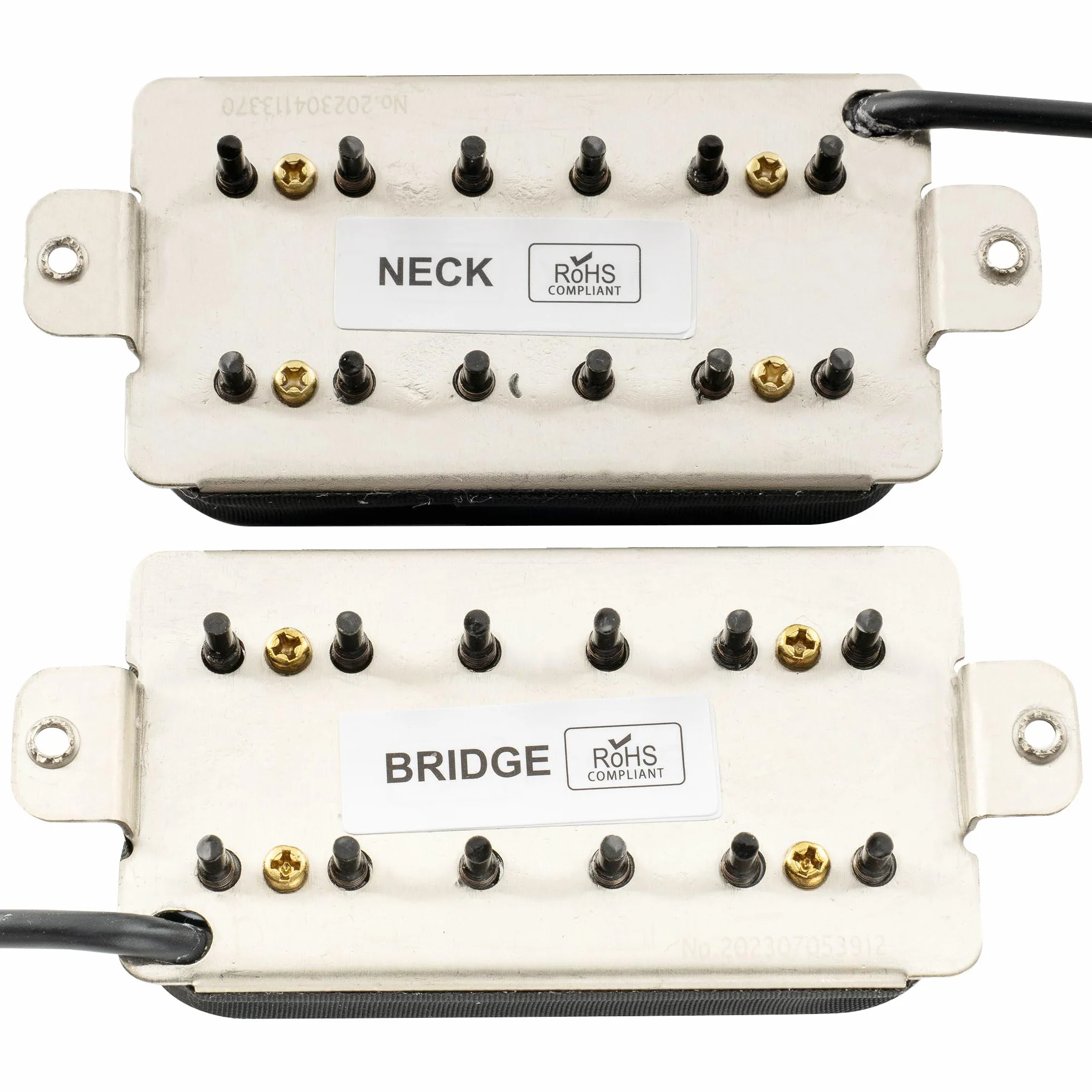 Musiclily Pro HH-HEXA Alnico 5 Uncovered Humbucker Tonabnehmer Set 7,8K/16K für E-Gitarre, Schwarz
