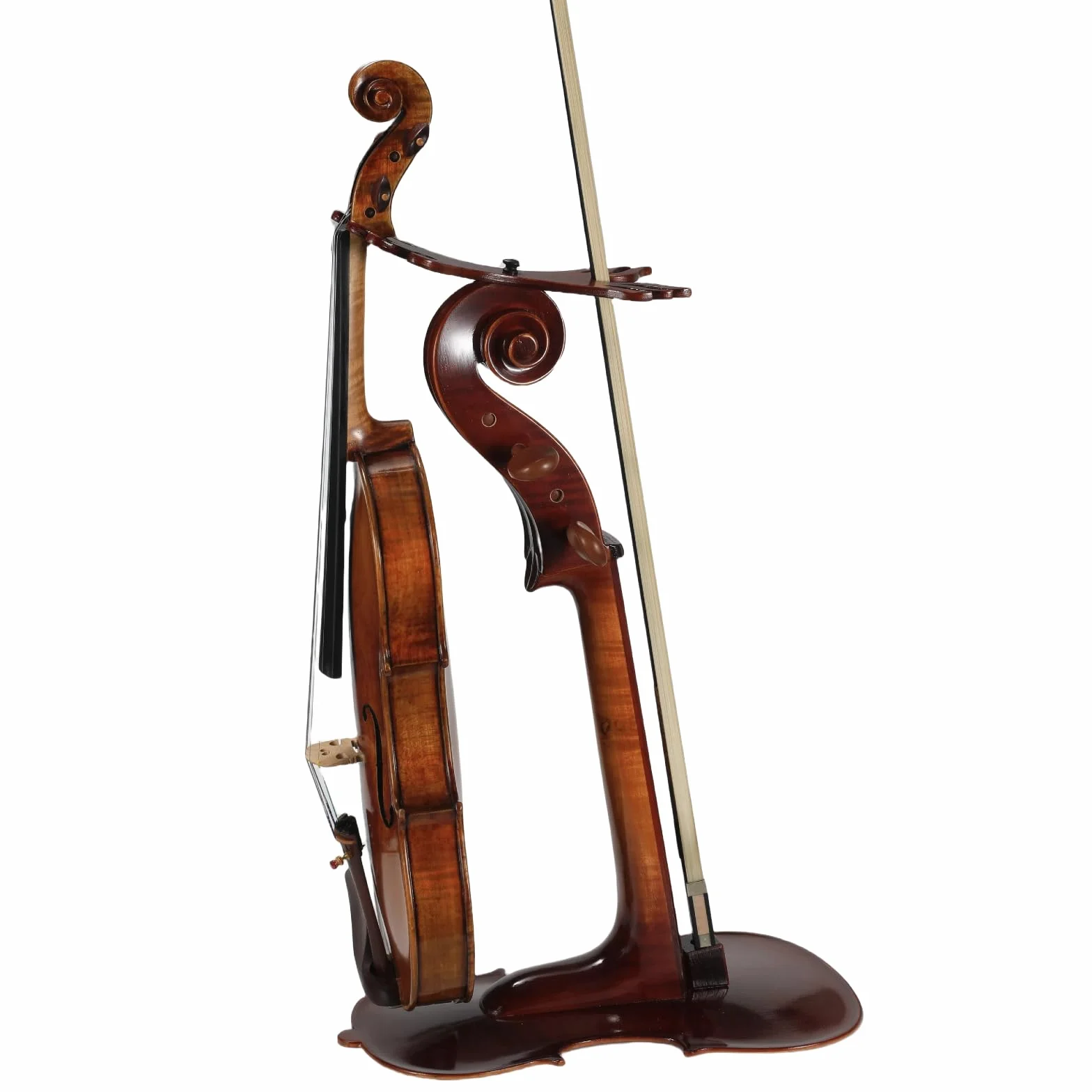 Violinenständer aus Massivholz mit Bogenhalter – keine Montage erforderlich, robustes Display in 4/4-Größe, handgefertigtes Design für Zuhause/Studio/Bühne