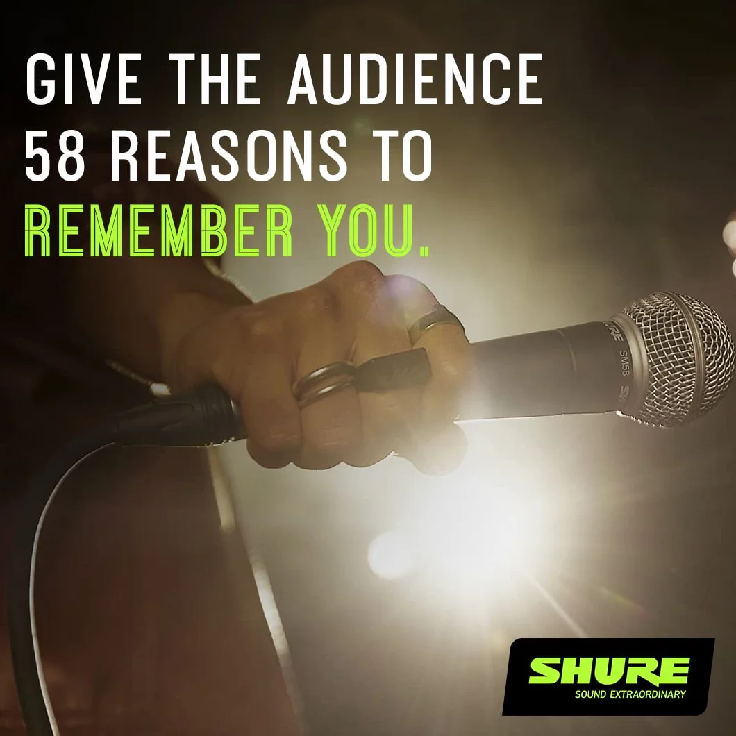 Shure SM58 Dynamisches Gesangsmikrofon mit Nierencharakteristik, pneumatischer Stoßdämpfer & Stagg SMC10 Mikrofon-Kabel 10m, XLR-Buchse-auf-XLR-Stecker