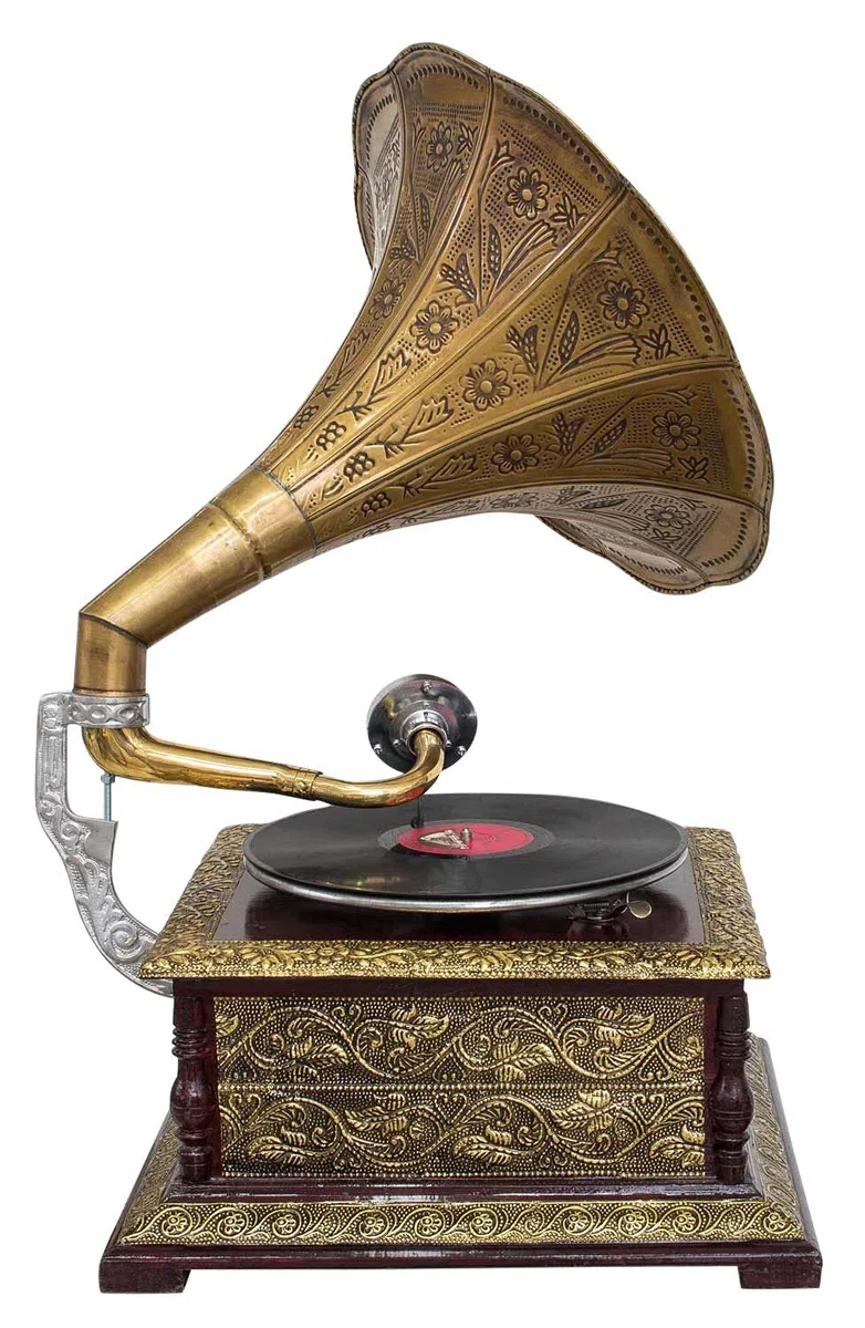 Nostalgie Grammophon Dekoration mit Trichter Grammofon im Antik-Stil (l2)