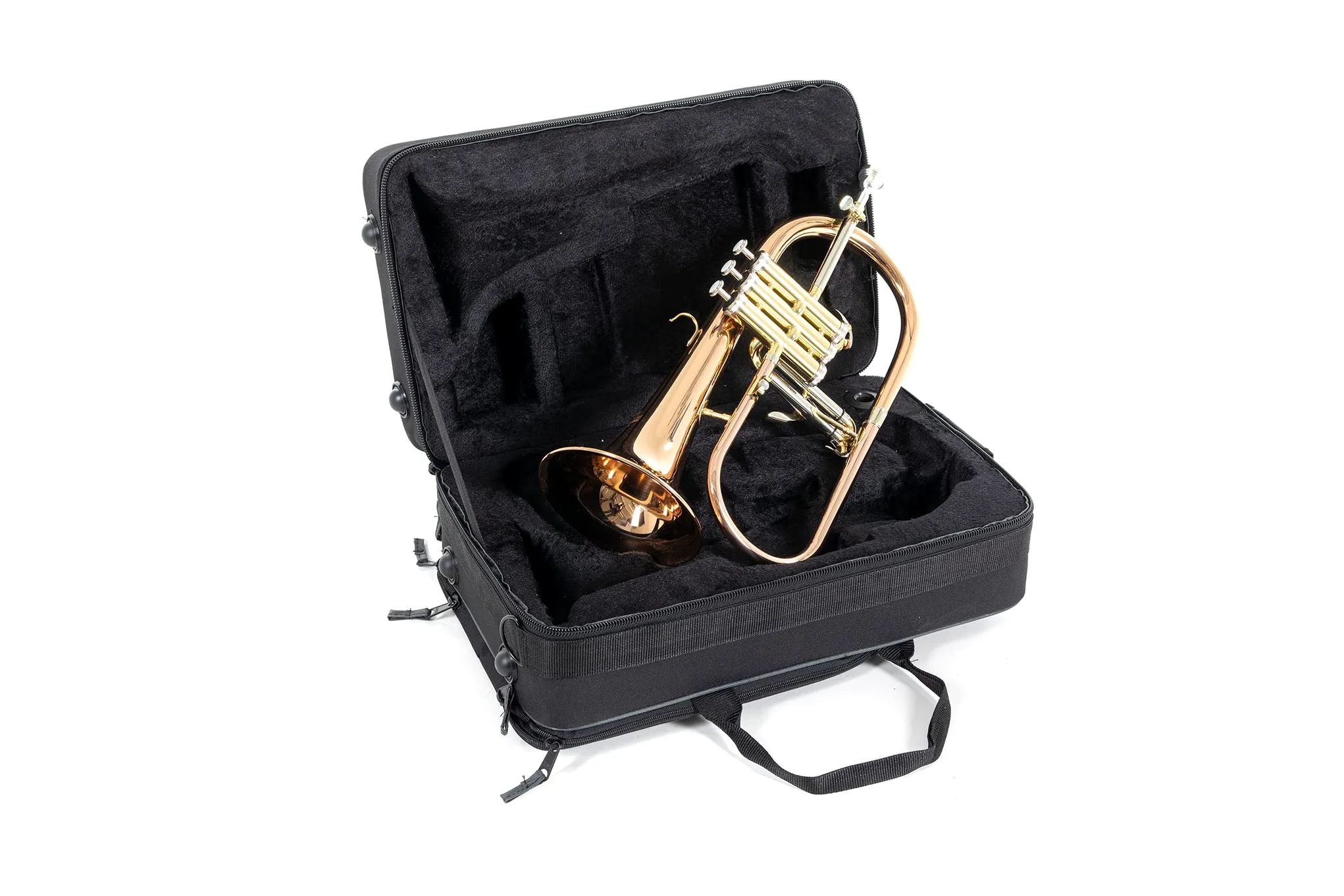 Roy Benson Bb-Flügelhorn FH-302G (mit 11mm MS Bohrung, Goldmessing Schallstück, Edelstahl Ventilen, inkl. leichtem Rechtecketui, mit Rucksackfunktion, Größe: 6"), lackiert