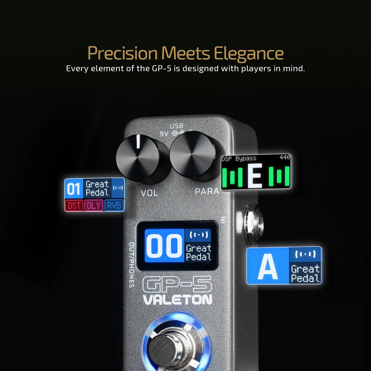 VALETON Multi-Effekt Prozessor & NAM/IR Loader Pedal Super Compact GP-5