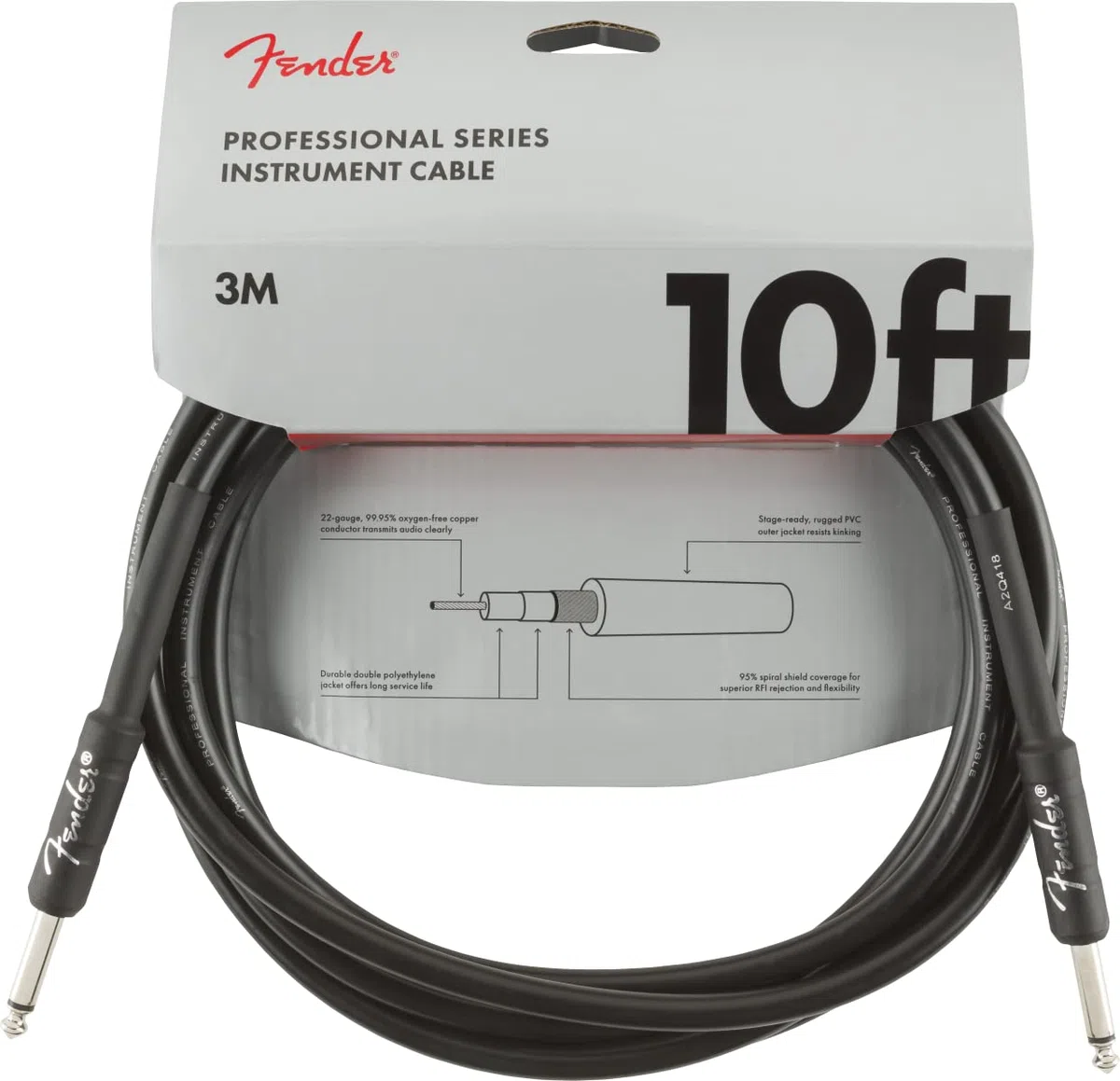 Fender Frontman 10G Combo Gitarrenverstärker & Professional Series Instrumentenkabel – 10 ft / 3 m Gerade/Abgewinkelt, 3 Meter