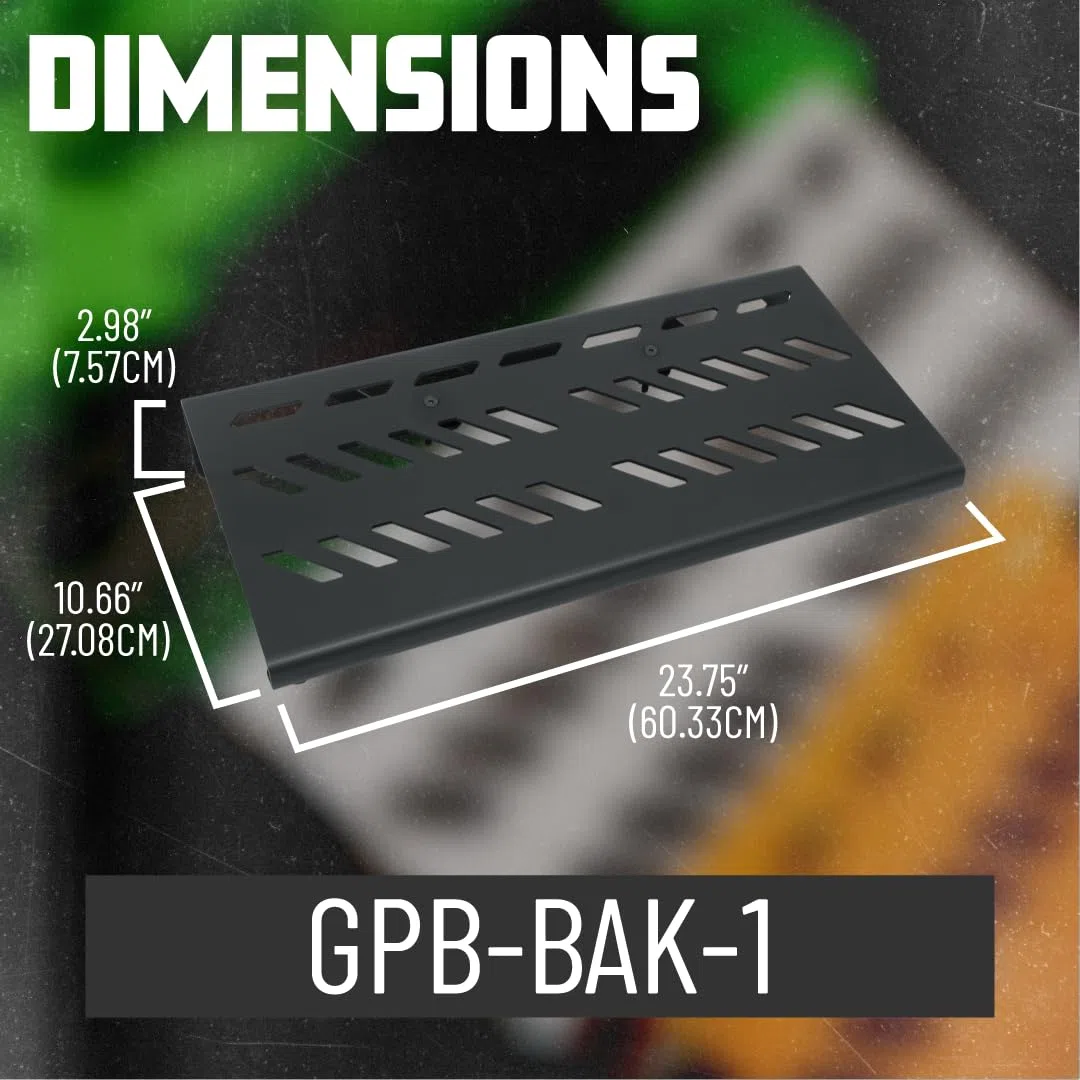 Gator Großes Pedalboard aus Aluminium mit Tragetasche – 60,3 x 27 cm Fläche – Inkl. Klettband & Universalhalterung für Netzteile (GPB-BAK-1), Schwarz