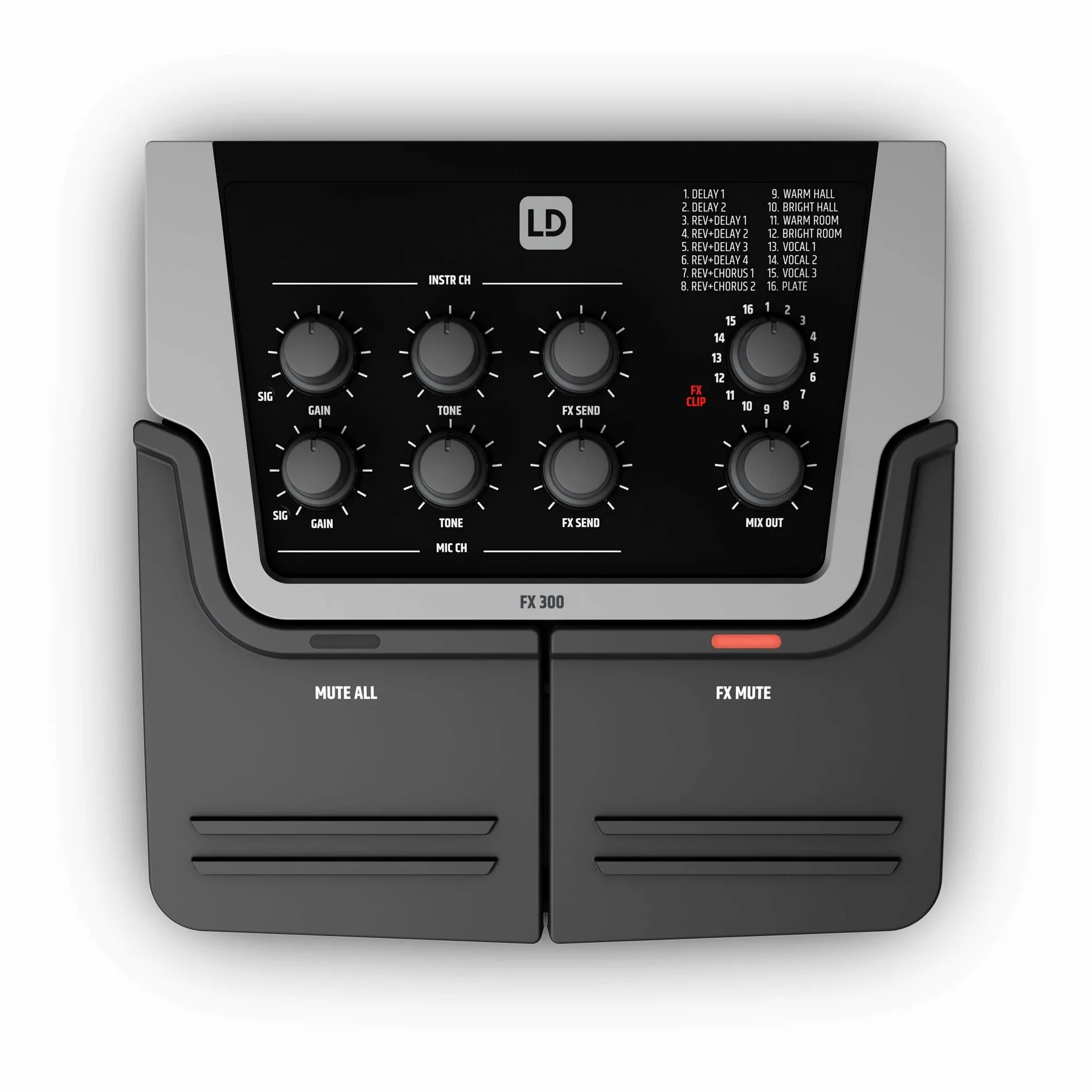 LD Systems FX 300-2-Kanal-Pedal mit 16 digitalen Effekten, schwarz