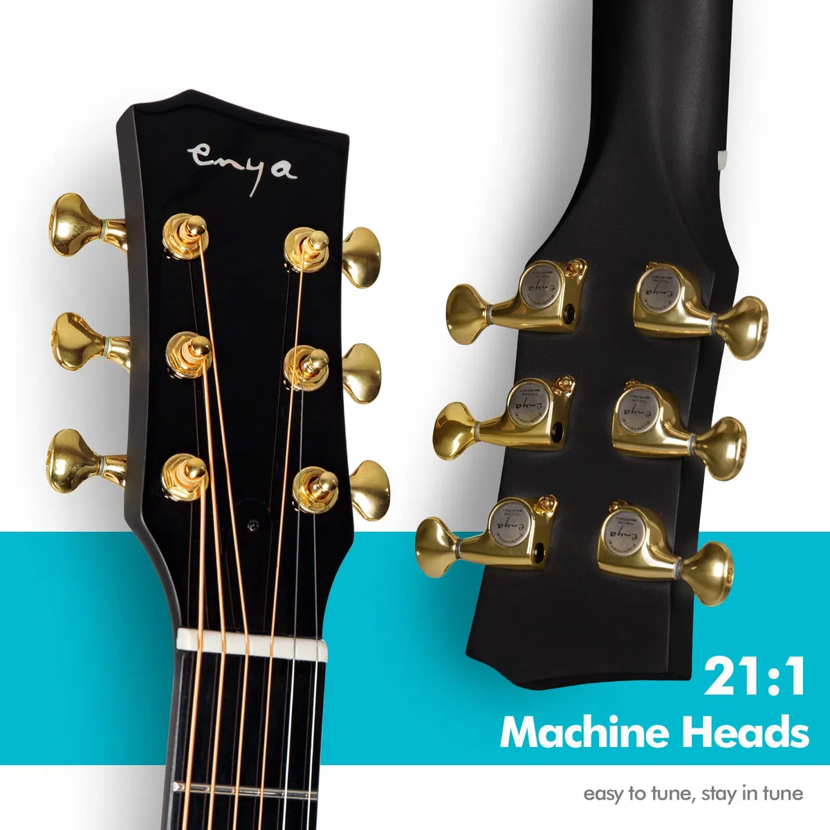 Enya Elektro-Akustische Gitarren 41" Set - X4 Pro Gitarren aus Kohlefaser Smarte Gitarre mit Integrierte Effekte/Lautsprecher/eingebautes Stimmgerät für Erwachsene（Cutaway/Schwarz）