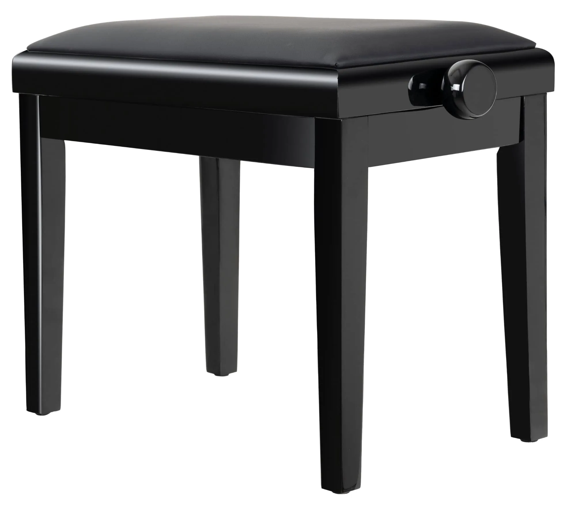 Classic Cantabile Pianobank Modell A - abnehmbare Sitzfläche - Polster aus Kunstleder - Höhenverstellbar von 48 bis 58 cm - 2-fache Kreuz-Mechanik - Massive Holzkonstruktion - Schwarz Hochglanz