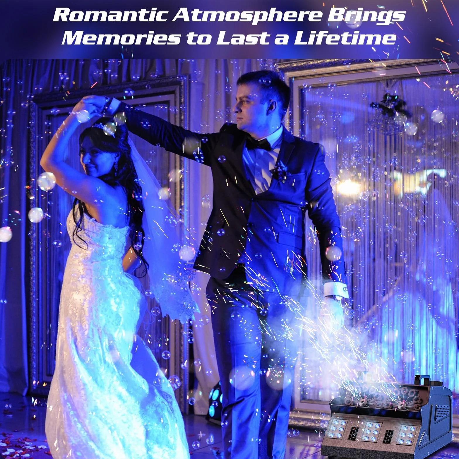 Nebelmaschine mit Blasen, Seifenblasenmaschine 1500W mit 18 RGB 3 in 1 Effekten, Fernbedienung mit DMX-Steuerung, geeignet für Party, DJ, Halloween, Weihnachten, Hochzeit