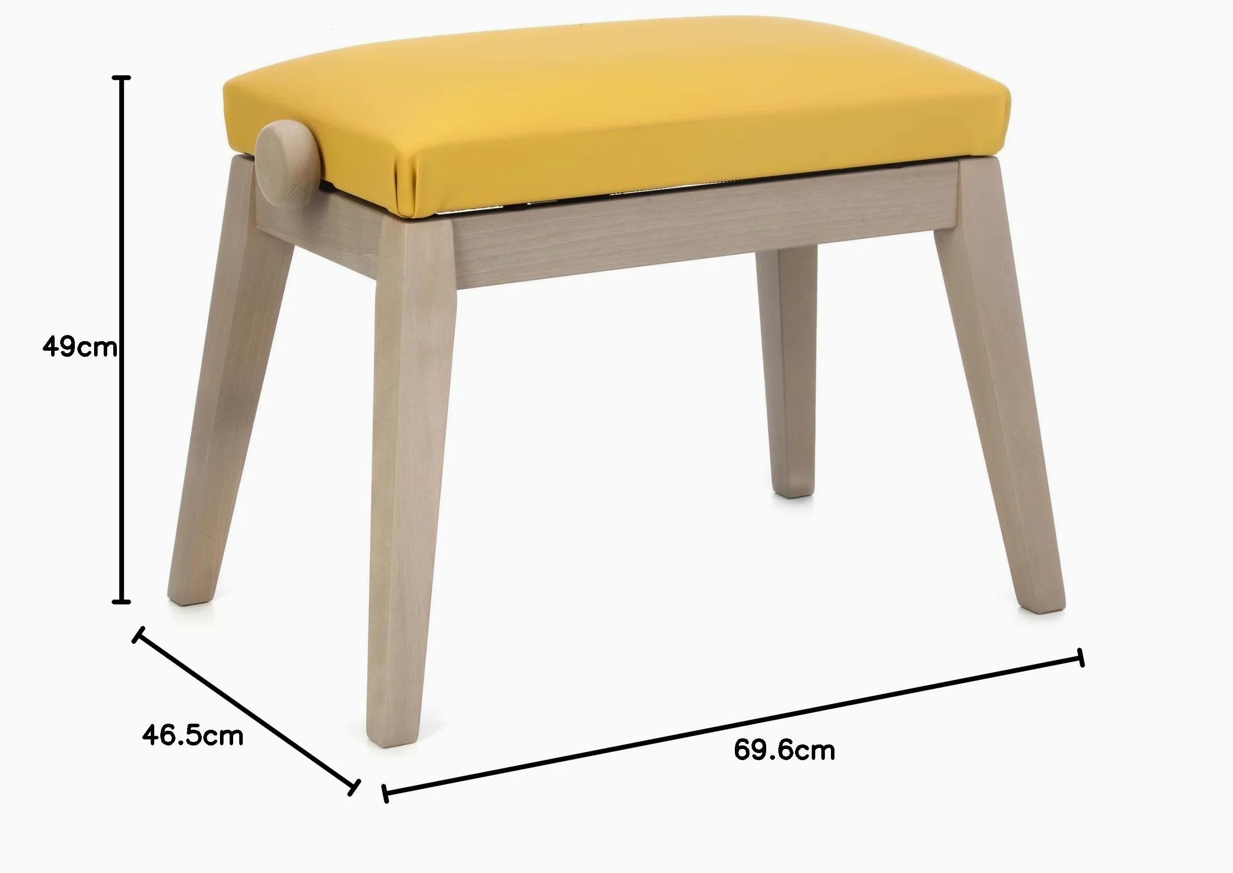 K&M - Hocker, grau-beige, Sitzfläche aus gelbem Kunstleder