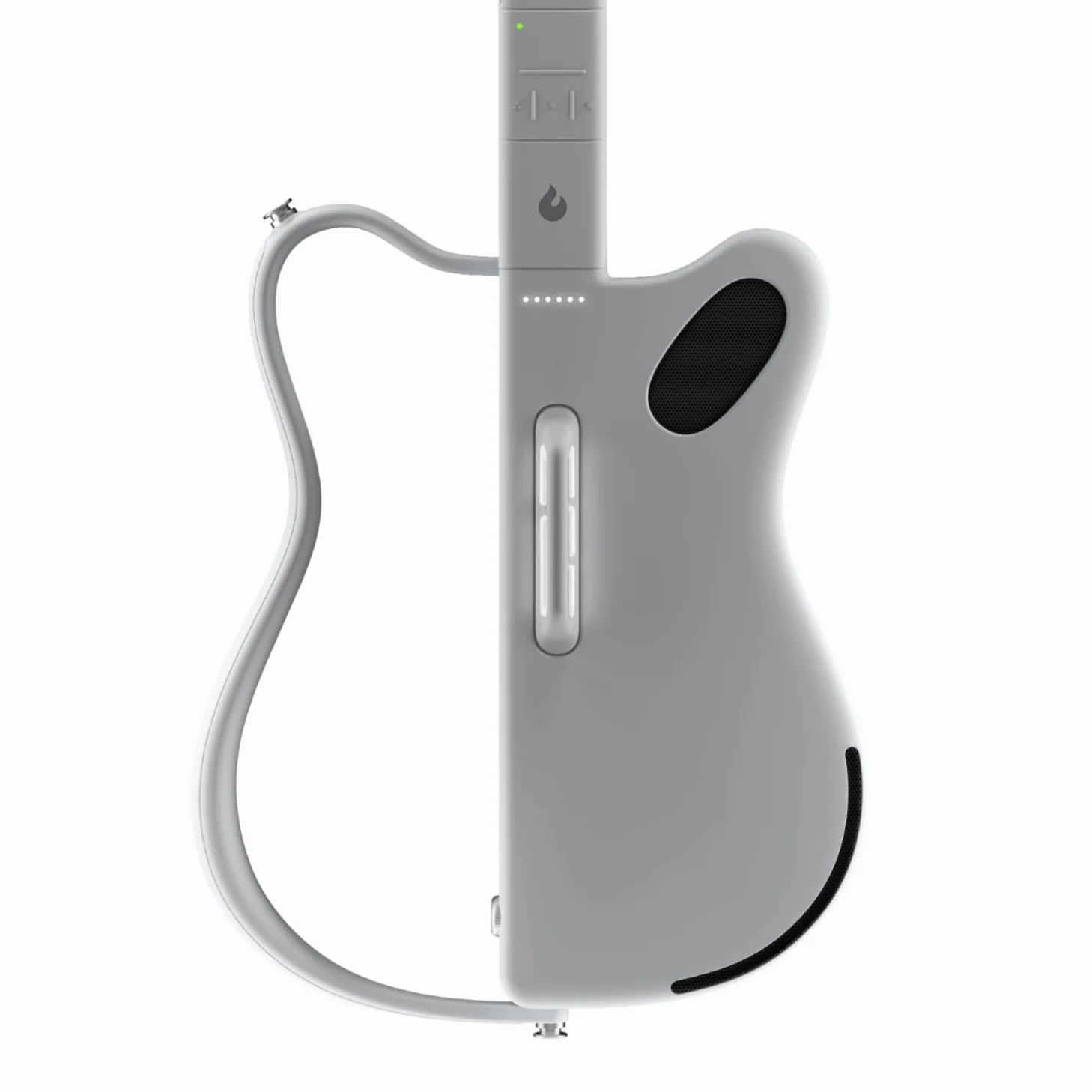 LAVA GENIE Saitenlose Smart Gitarre, ohne Saiten, Hunderte von Instrumenten-Presets, eingebauter Lautsprecher, faltbar, abnehmbar, weiß, 30,5 Zoll.