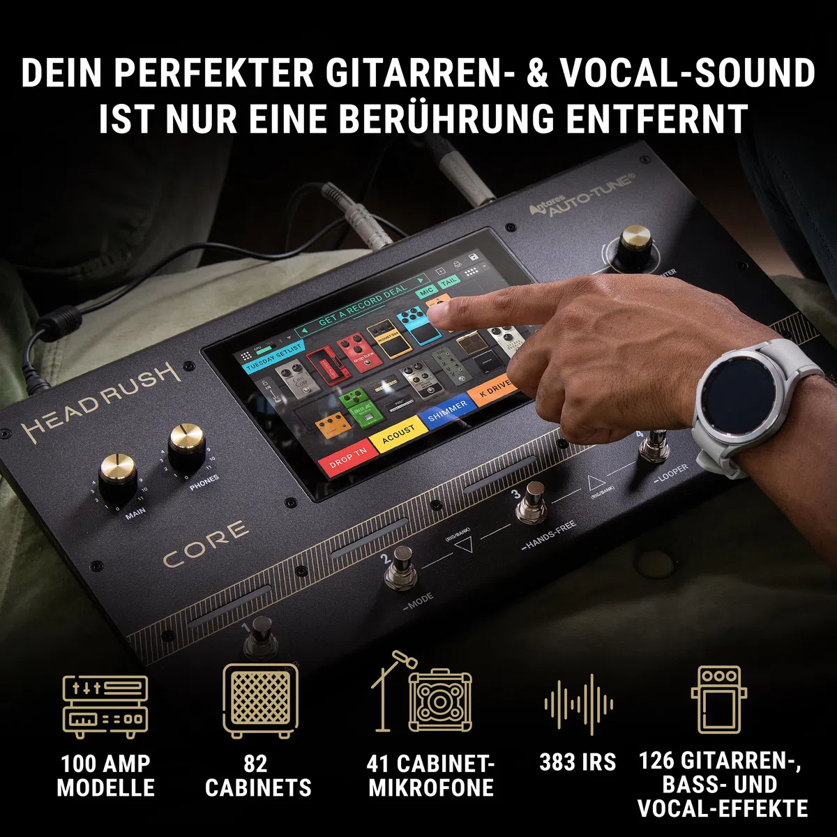 HeadRush Core - Gitarre und Vocal Multi Core Effekt Amp Modelling Prozessor mit Cloning, Looper, Antares Auto-Tune, WLAN, Touchscreen und Bluetooth
