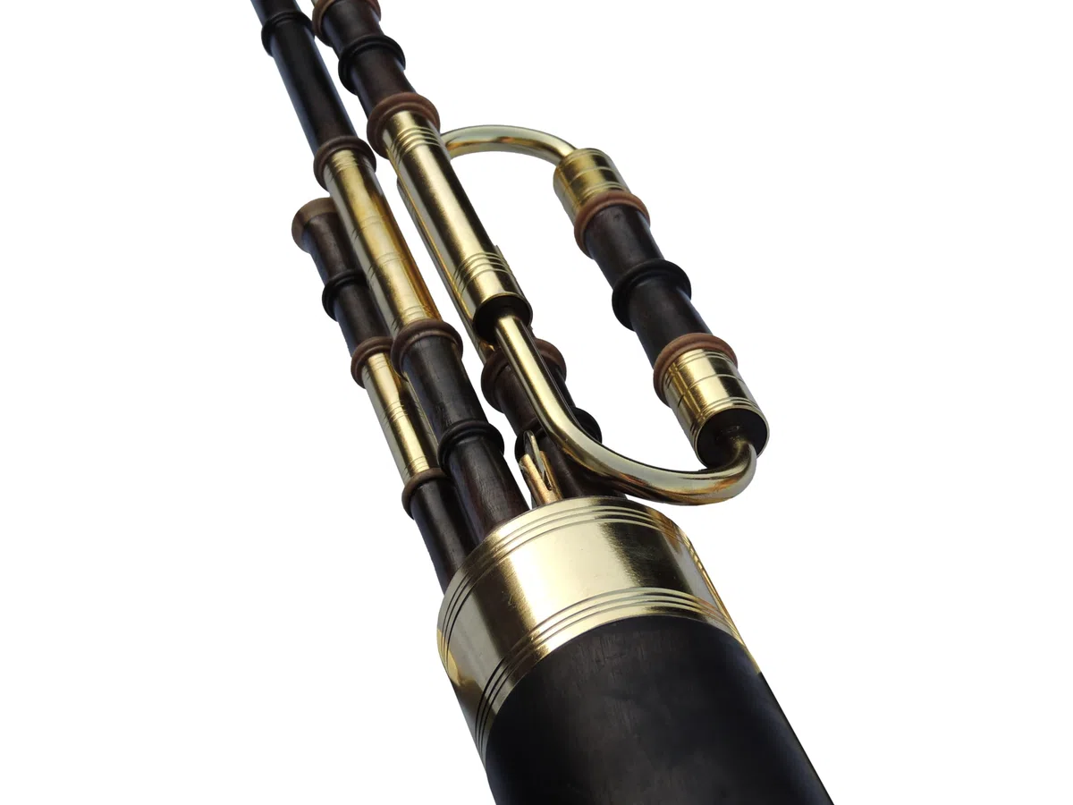 Irish Uilleann Pfeifen Halbes Set mit 4 Schlüsselchanter in D, vergoldete Schlüssel und Halterungen, Schüler-Dudelsack für Anfänger, Starter-Set Irland-Dudelsack mit komplettem Zubehör