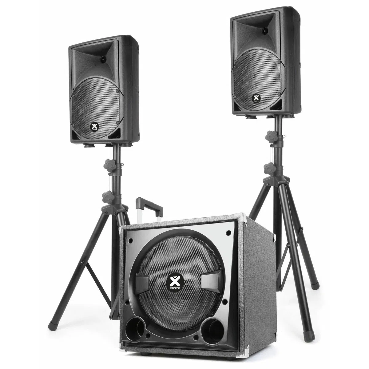 Vonyx VX800BT DJ Boxen Set 800 Watt Bluetooth 12 Zoll Subwoofer PA Anlage Komplettset Schwarz