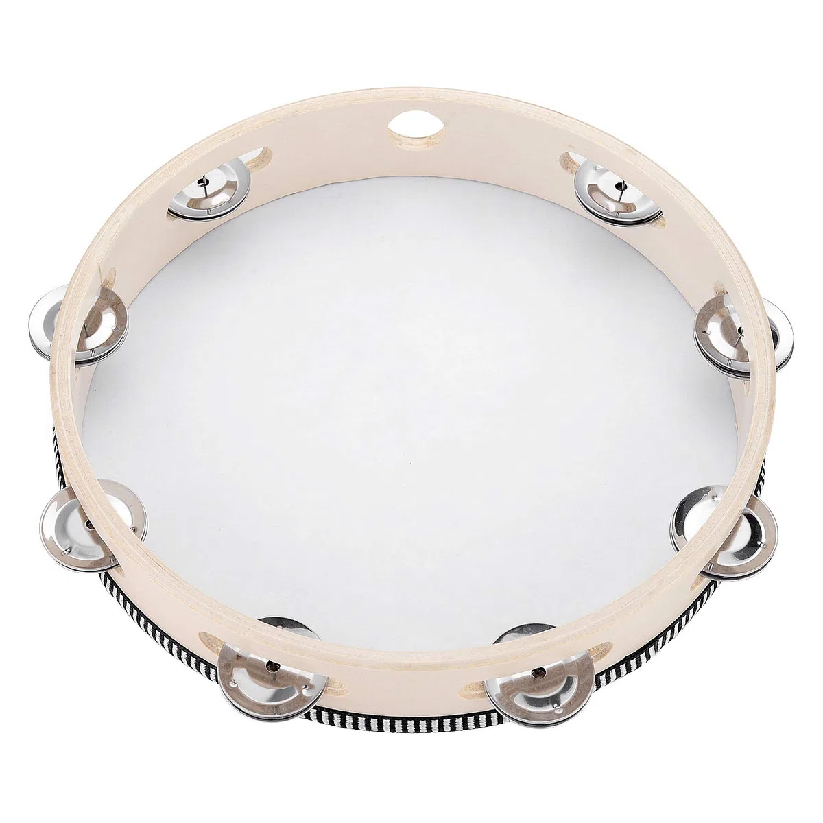 Musfunny Tamburin für Erwachsene 25 cm Tambourine Hand Trommel Glocke Birke Metall Jingles Percussion Geschenk Musikpädagogisches Instrument für Kirche KTV Party (25 cm, 10 Zoll)