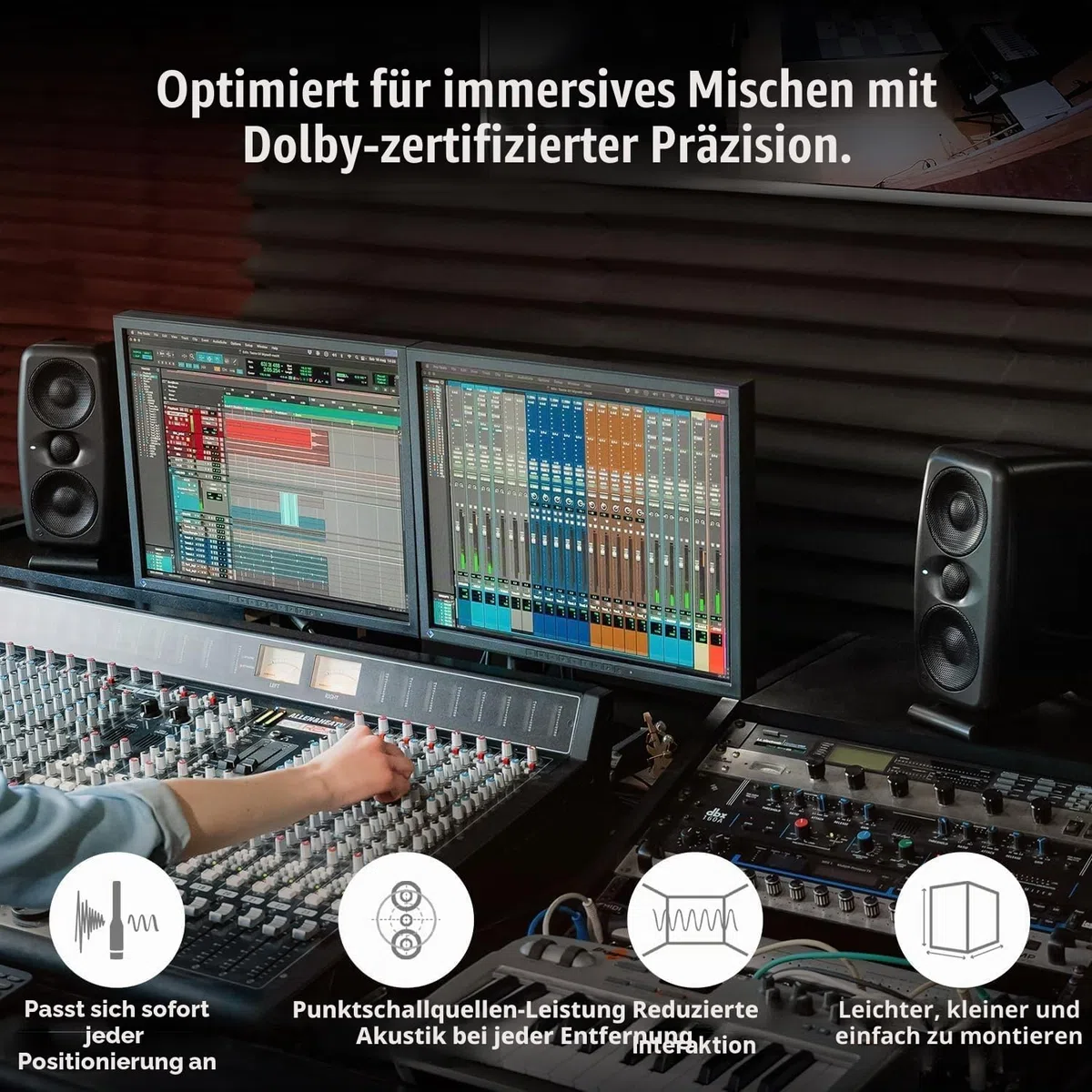 IK Multimedia iLoud MTM MKII - Pair of new generation compact hi-end studio monitors with built-in ARC room correction, speaker emulation, 100W power. Includes ARC calibration microphone. Black.