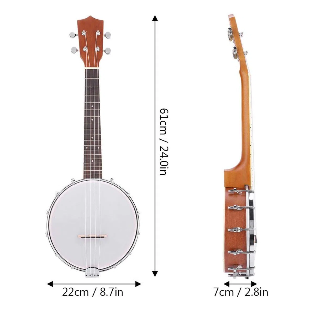 Musikinstrument-Banjo, 4-saitiges Banjo-Set mit BJ10-Saiten-Capo-Reinigungspolitur, Saiten-Banjo-Set