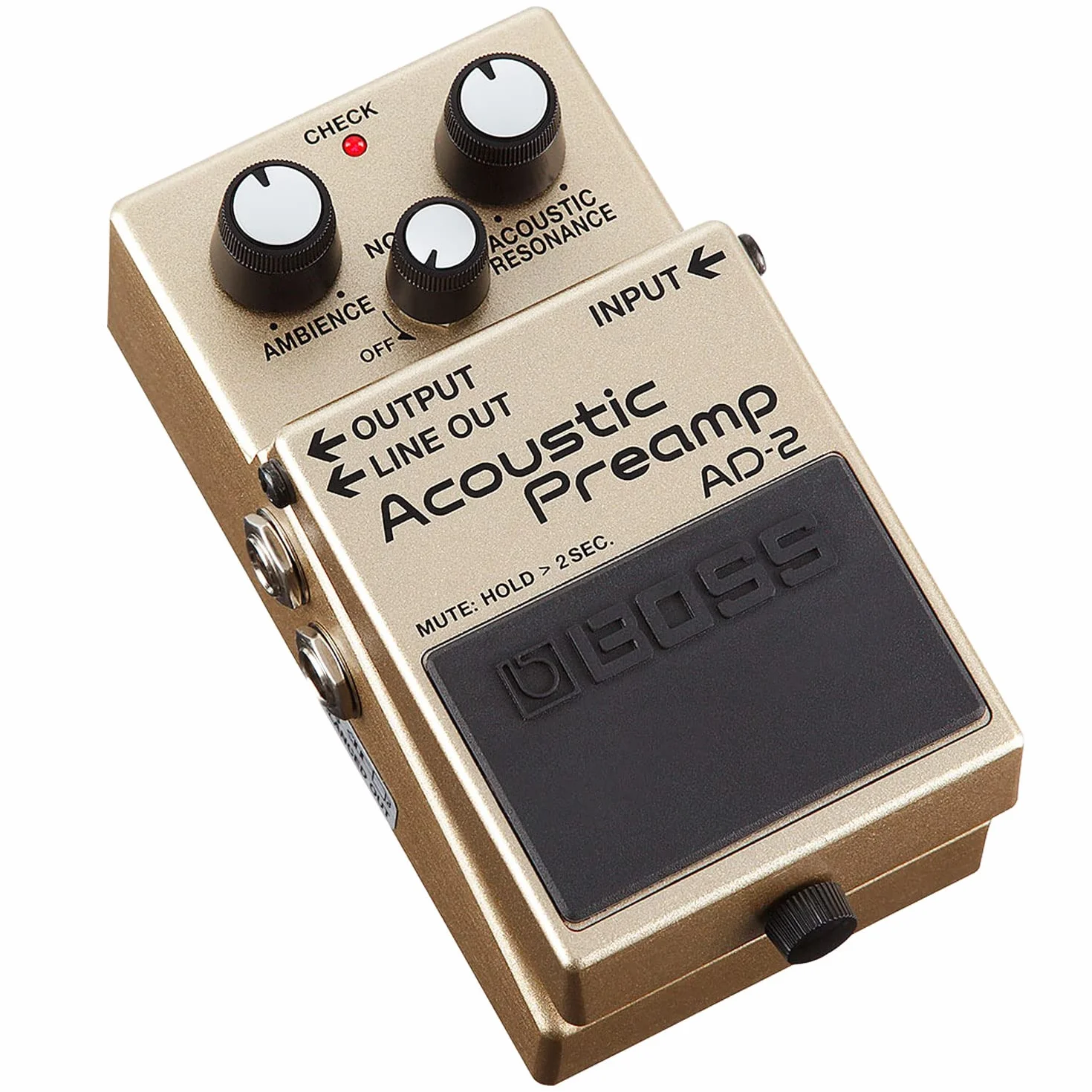Boss AD-2 Acoustic Preamp Pedal Effektgerät für Akustik-Gitarre + keepdrum Klinkenkabel