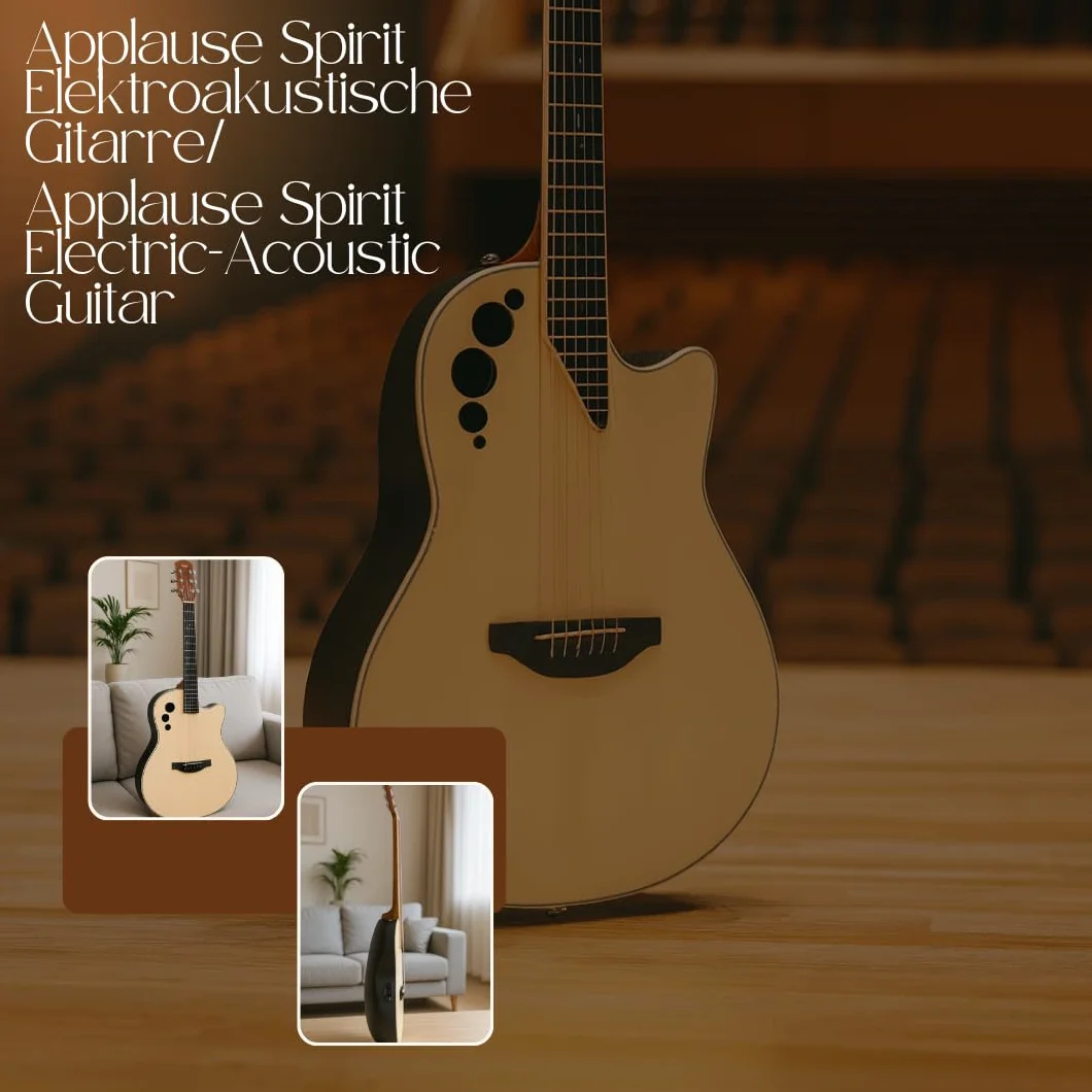 Applause E-Akustikgitarre Spirit - selektierte Fichtendecke - Mid-depth Lyrachord Body - Cutaway - AP2T Preamp + Tuner - Natur - AAE-044-4S
