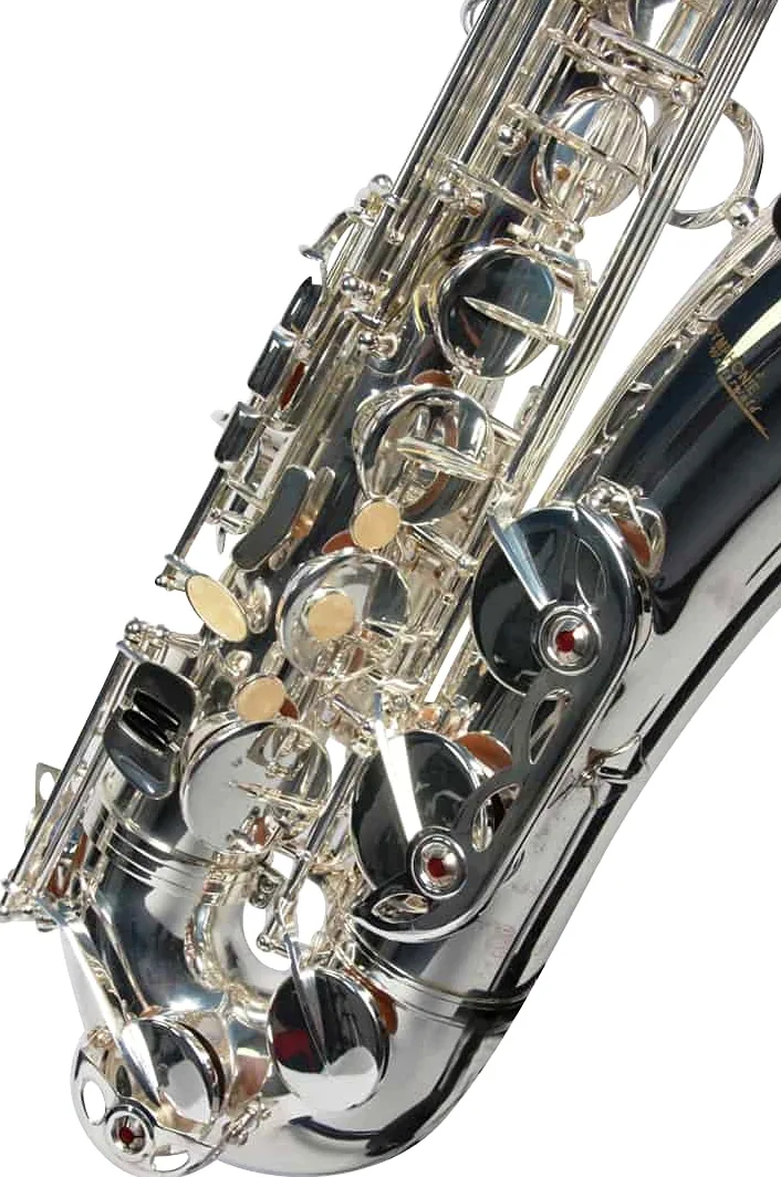 Original SYMPHONIE WESTERWALD Design Tenorsaxophon Tenor Saxophon, echt versilbert, inkl. Luxus-Hartschalenkoffer und Zubehör, Neu